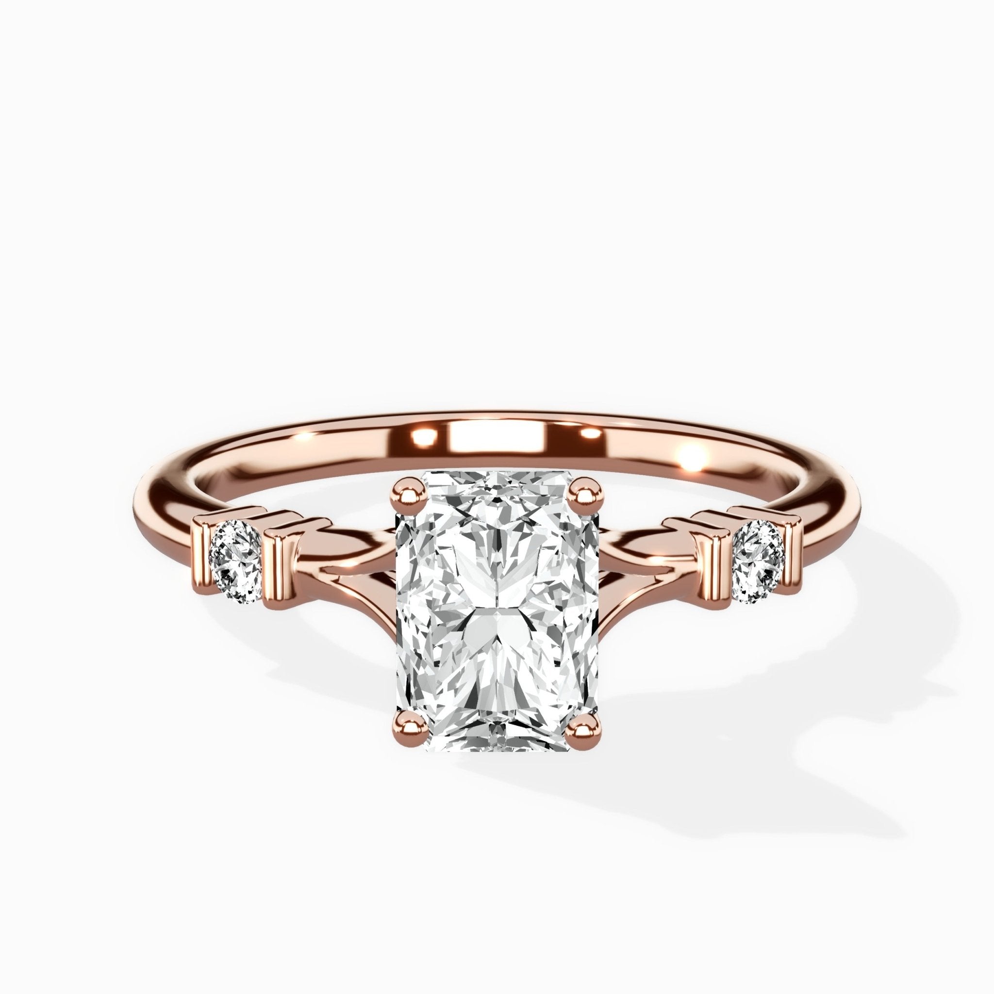 Angled Bypass Pave Solitaire Ring Engagement Ring - The Better Diamonds