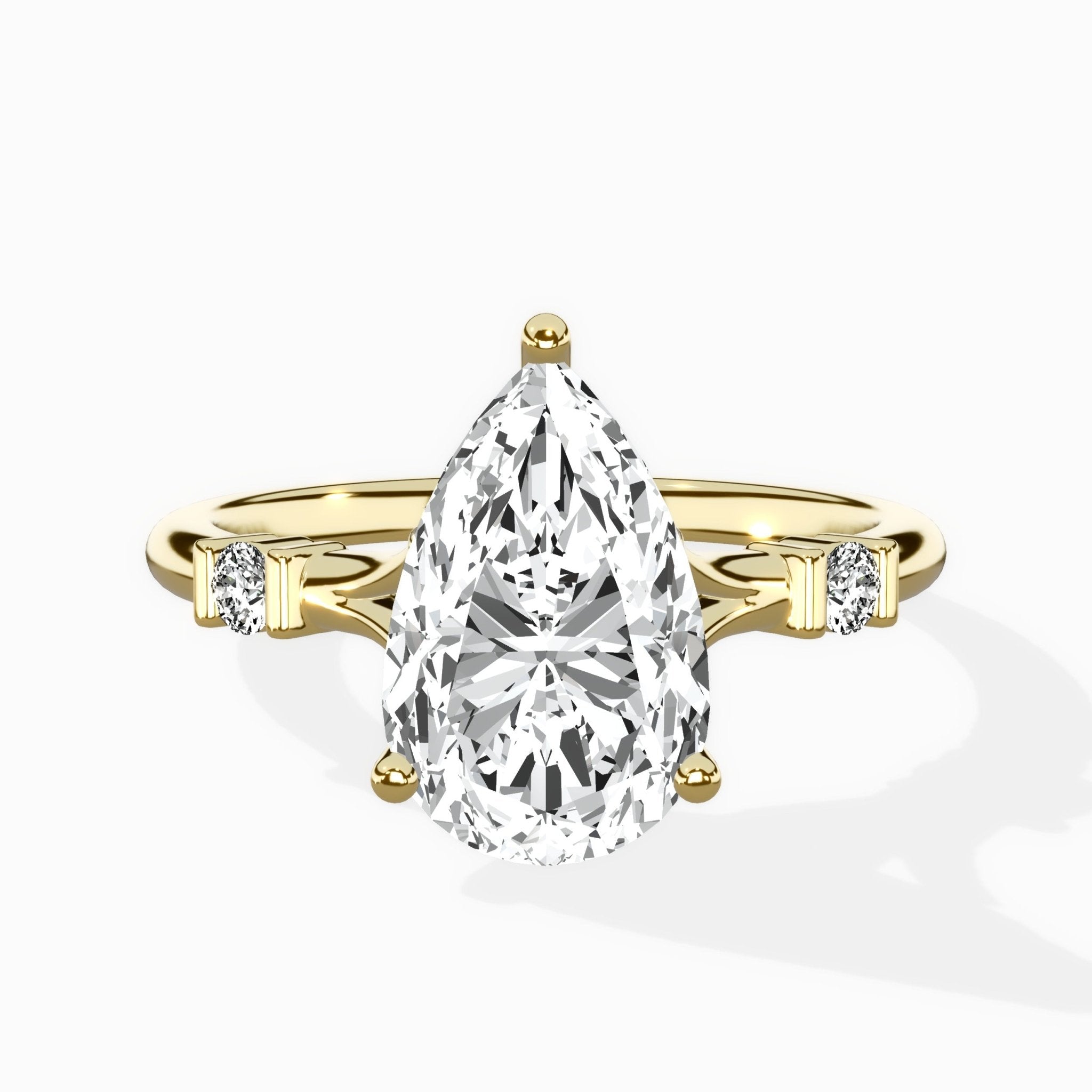 Angled Bypass Pave Solitaire Ring Engagement Ring - The Better Diamonds