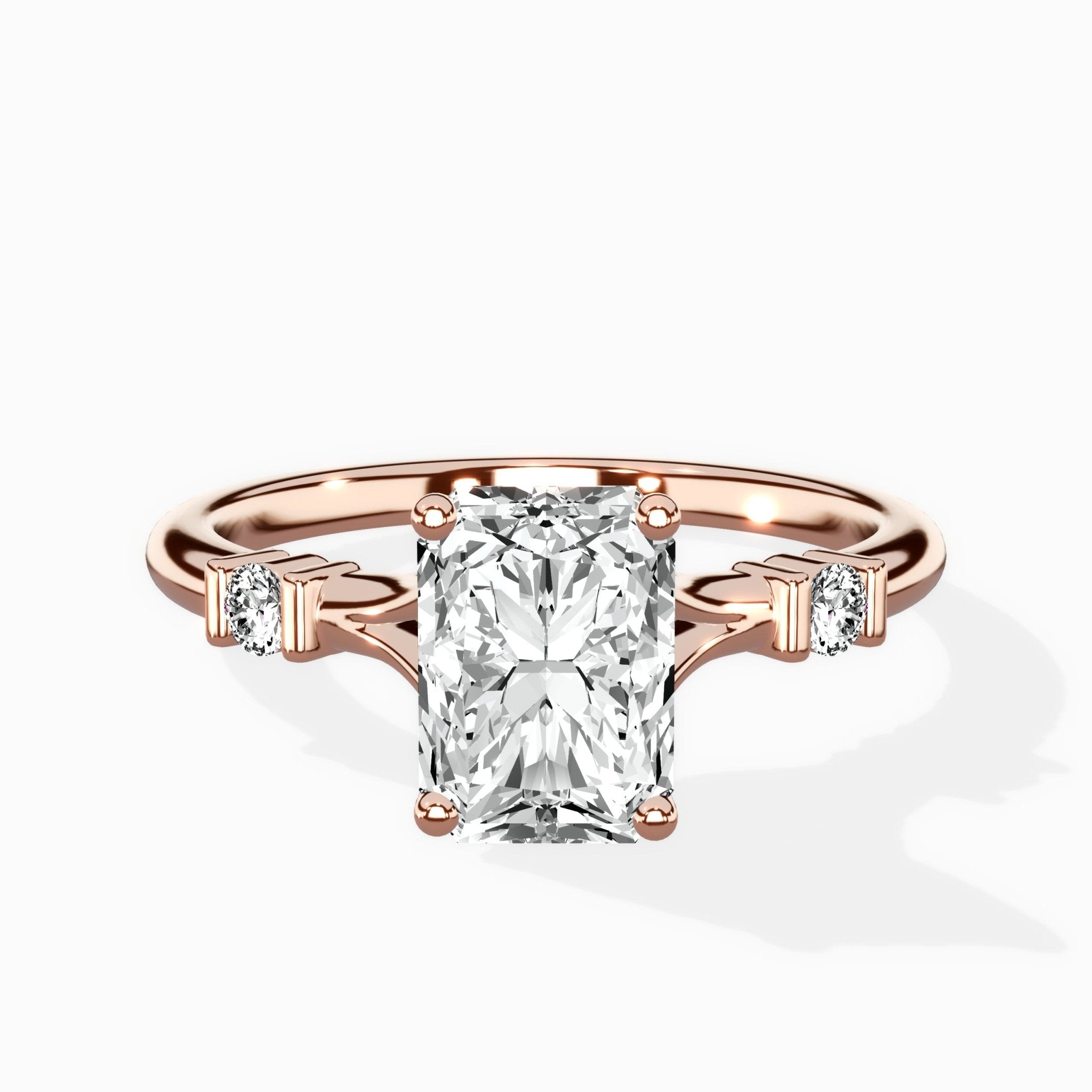 Angled Bypass Pave Solitaire Ring Engagement Ring - The Better Diamonds