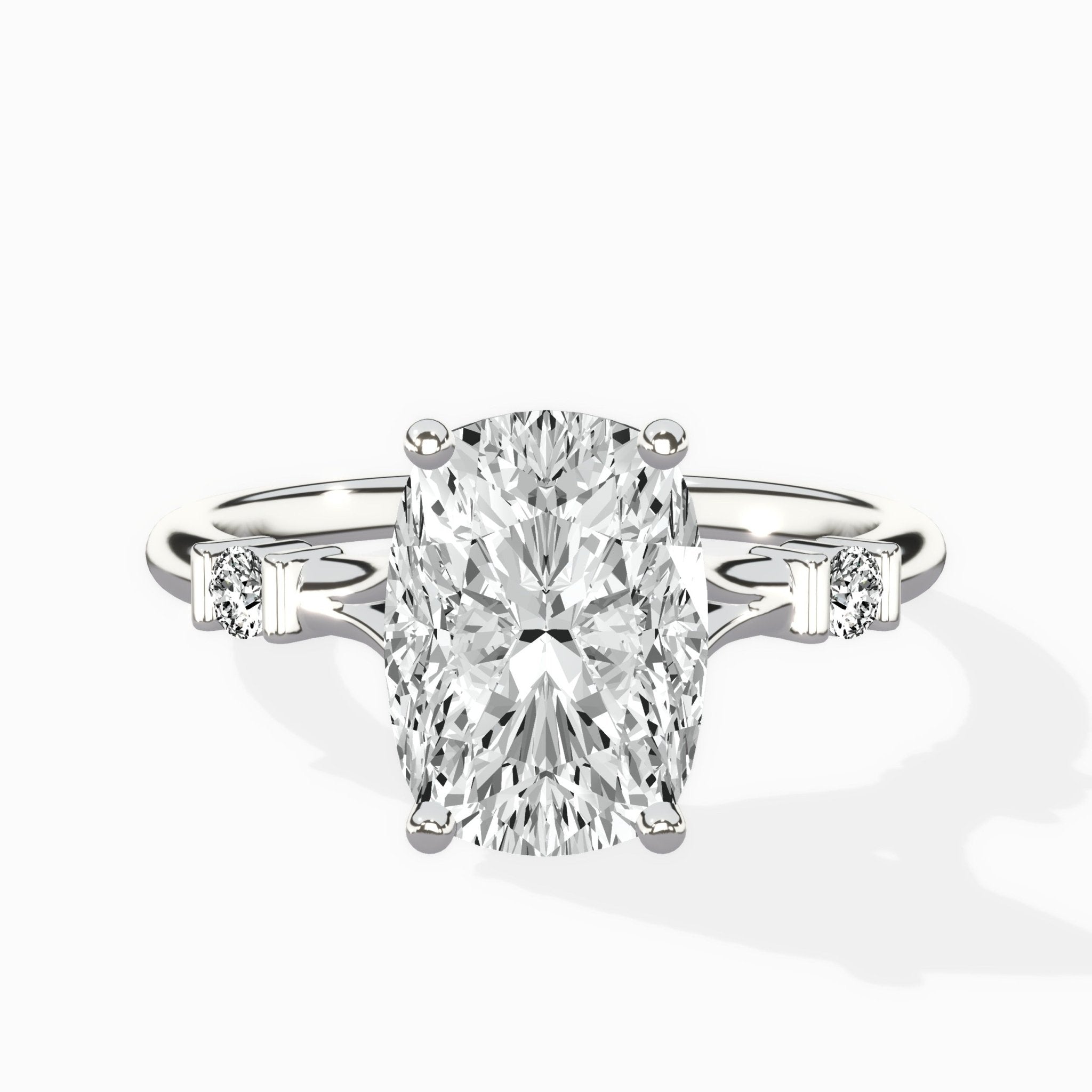 Angled Bypass Pave Solitaire Ring Engagement Ring - The Better Diamonds