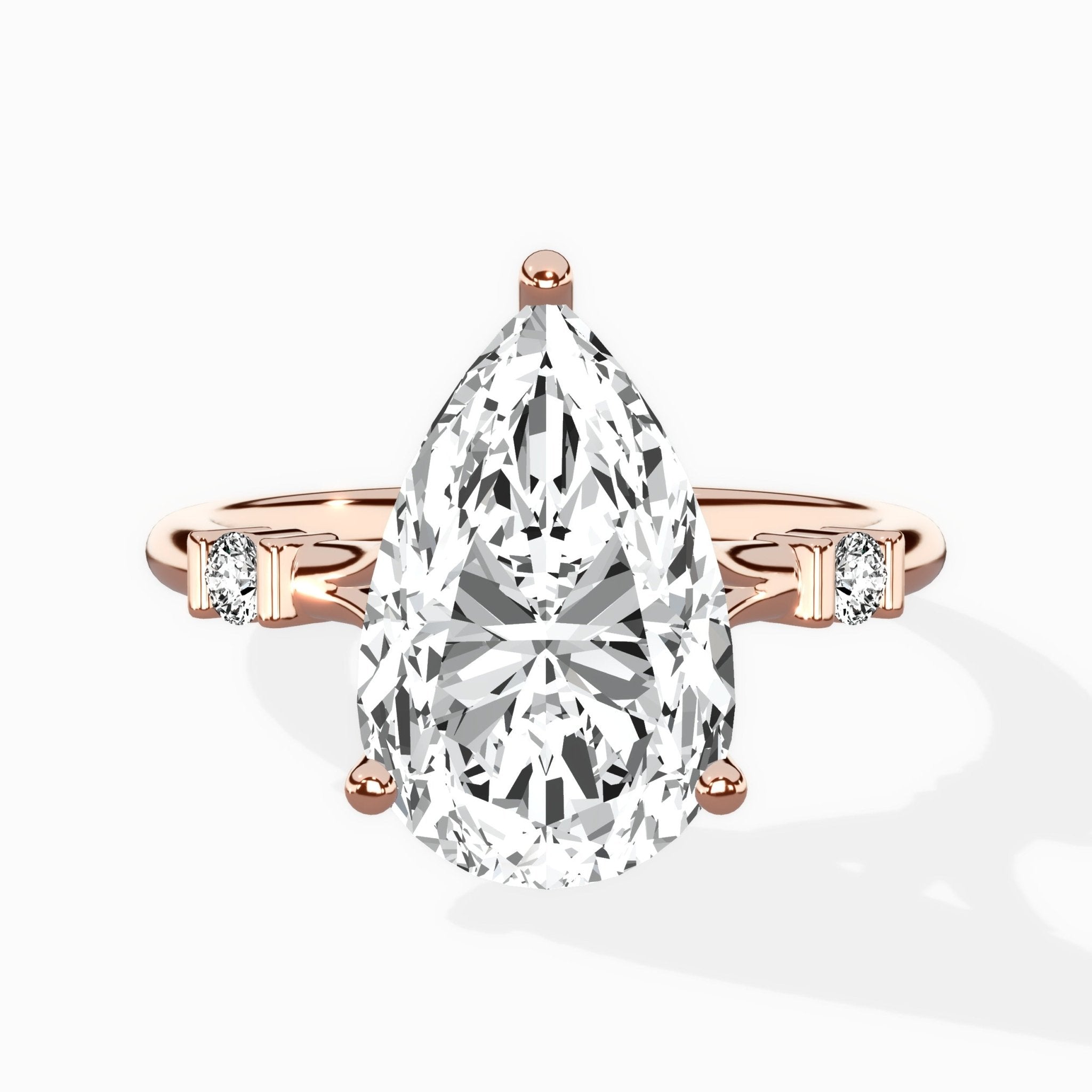 Angled Bypass Pave Solitaire Ring Engagement Ring - The Better Diamonds