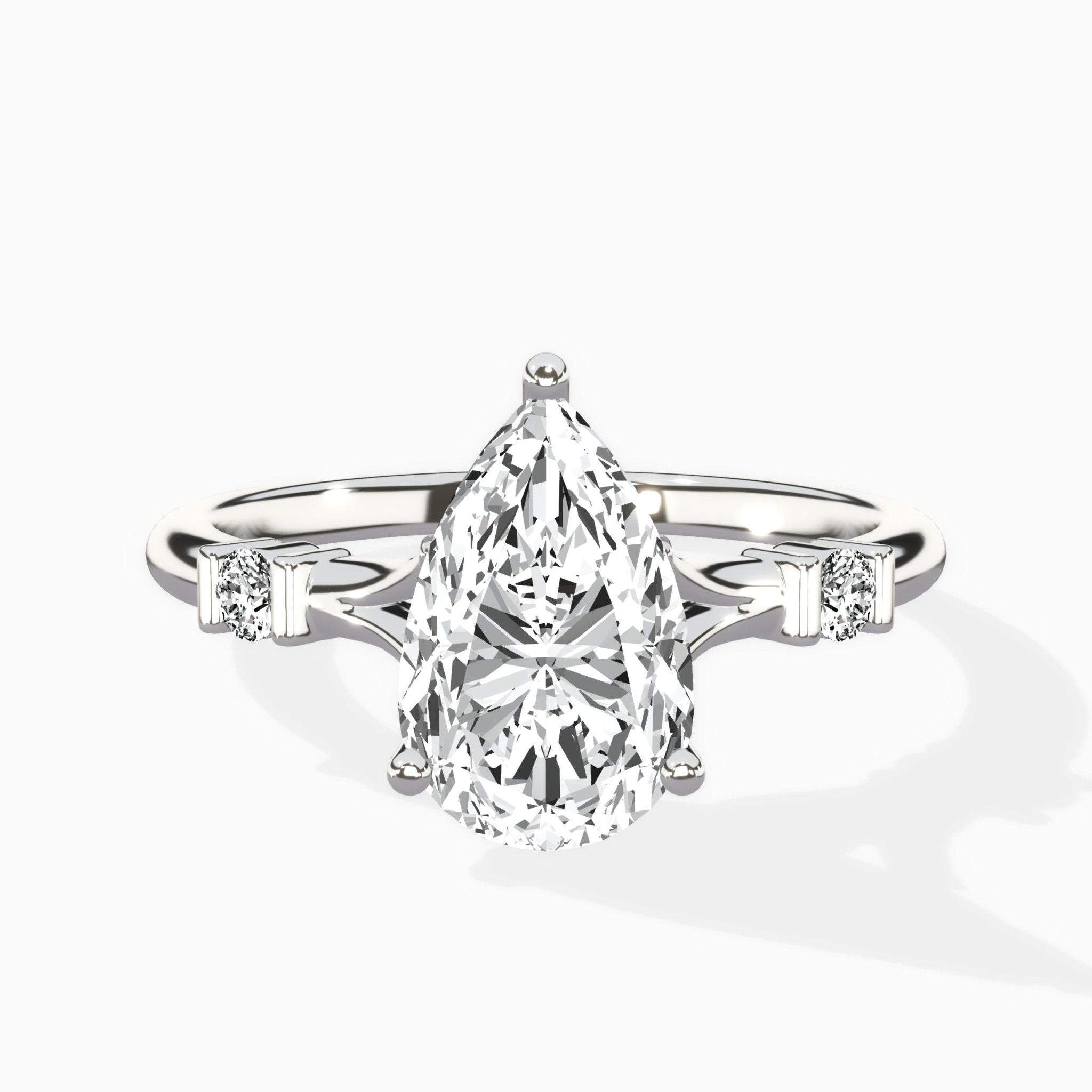 Angled Bypass Pave Solitaire Ring Engagement Ring - The Better Diamonds
