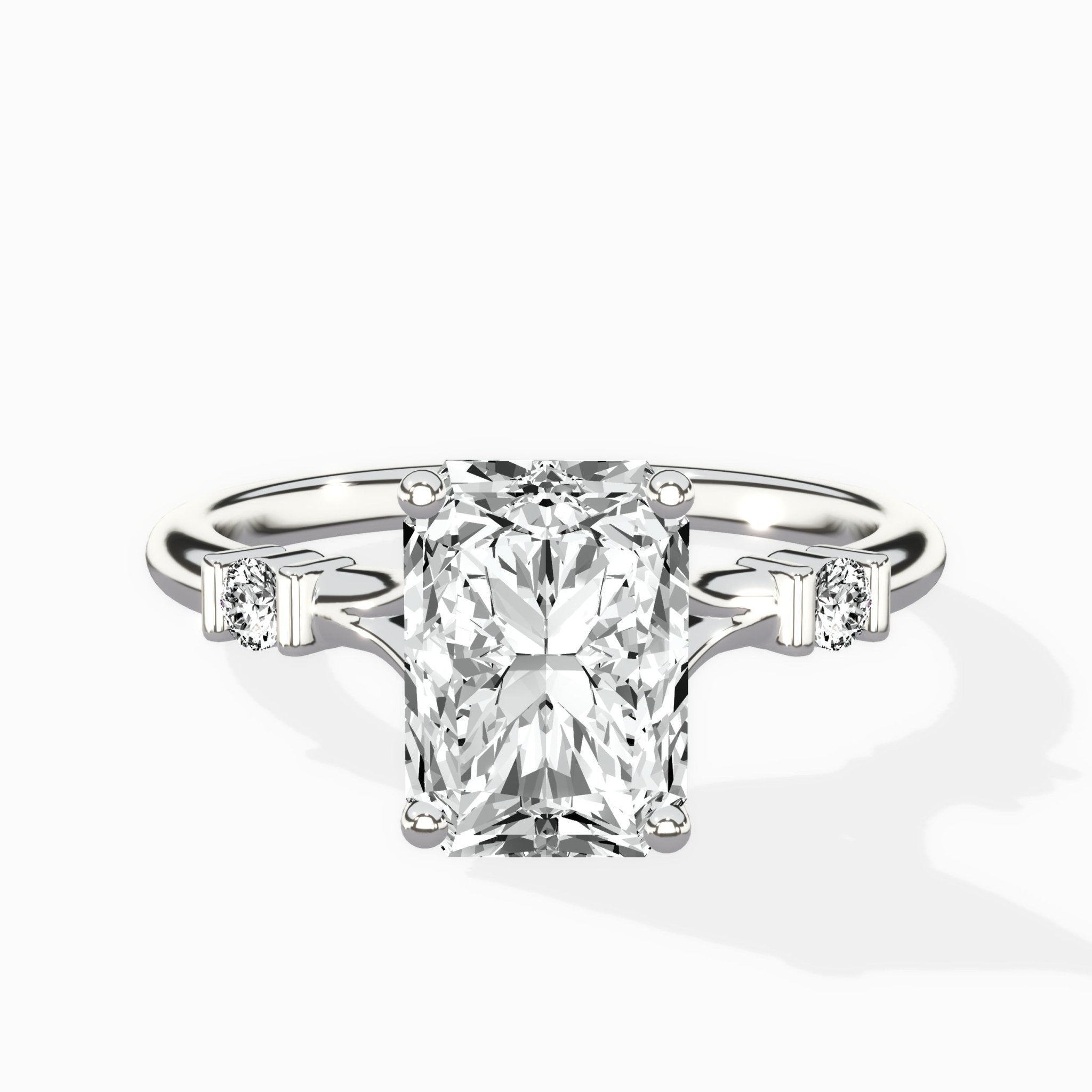 Angled Bypass Pave Solitaire Ring Engagement Ring - The Better Diamonds