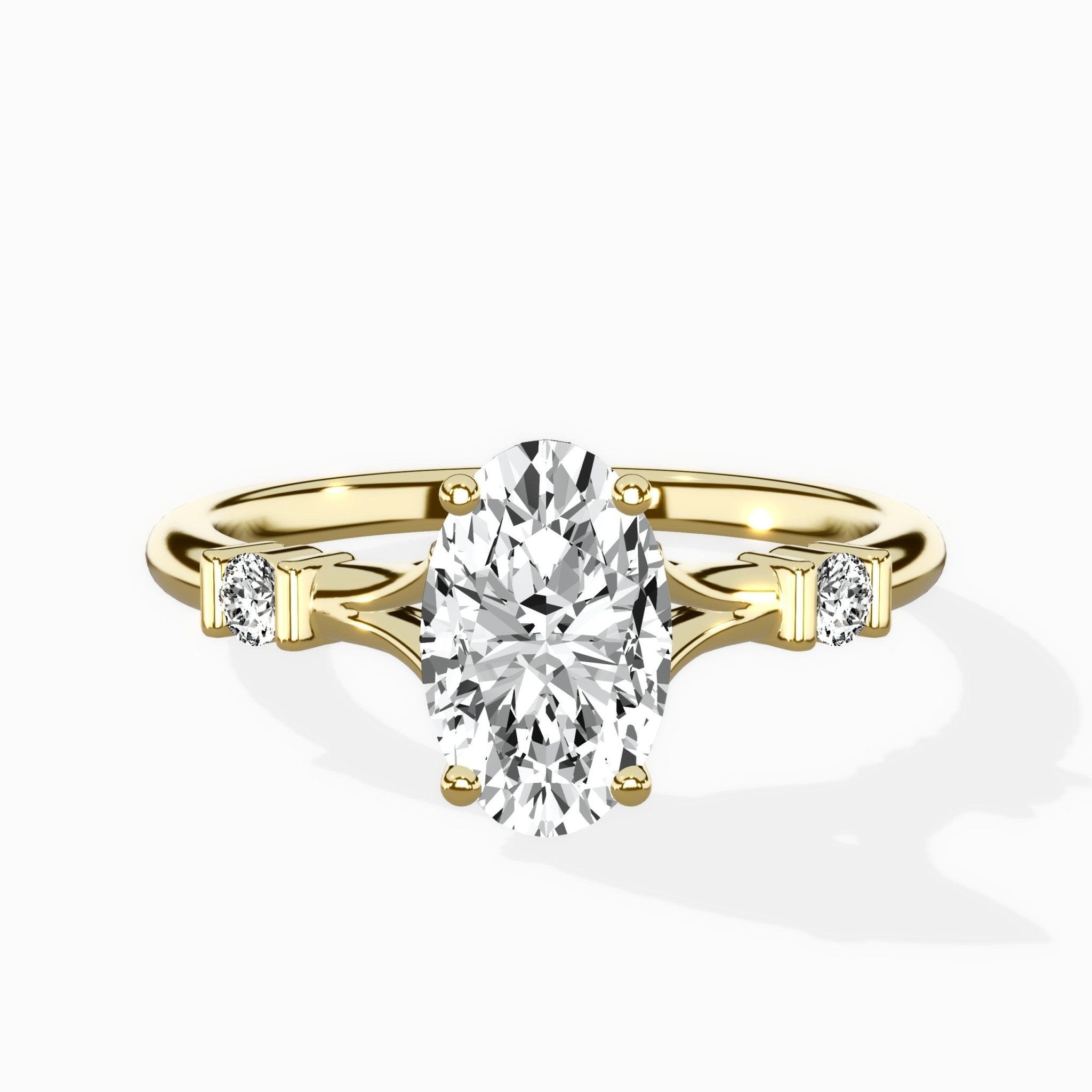Angled Bypass Pave Solitaire Ring Engagement Ring - The Better Diamonds