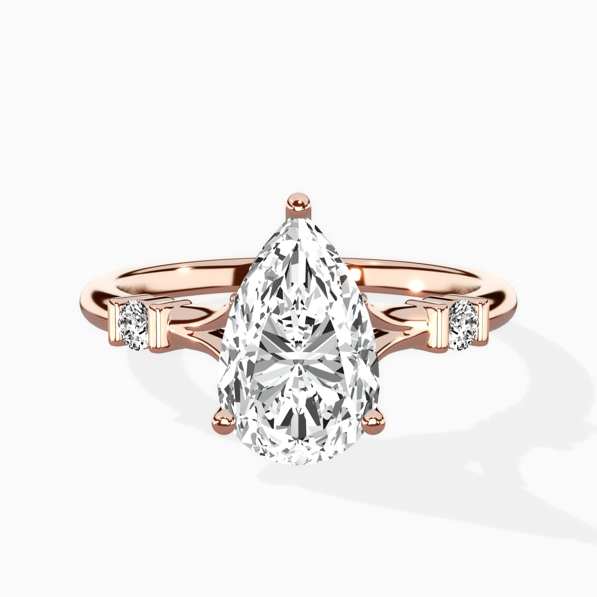 Angled Bypass Pave Solitaire Ring Engagement Ring - The Better Diamonds