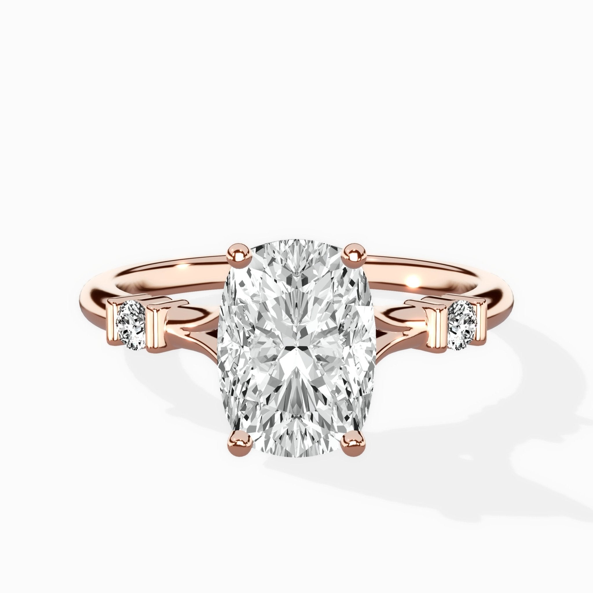 Angled Bypass Pave Solitaire Ring Engagement Ring - The Better Diamonds