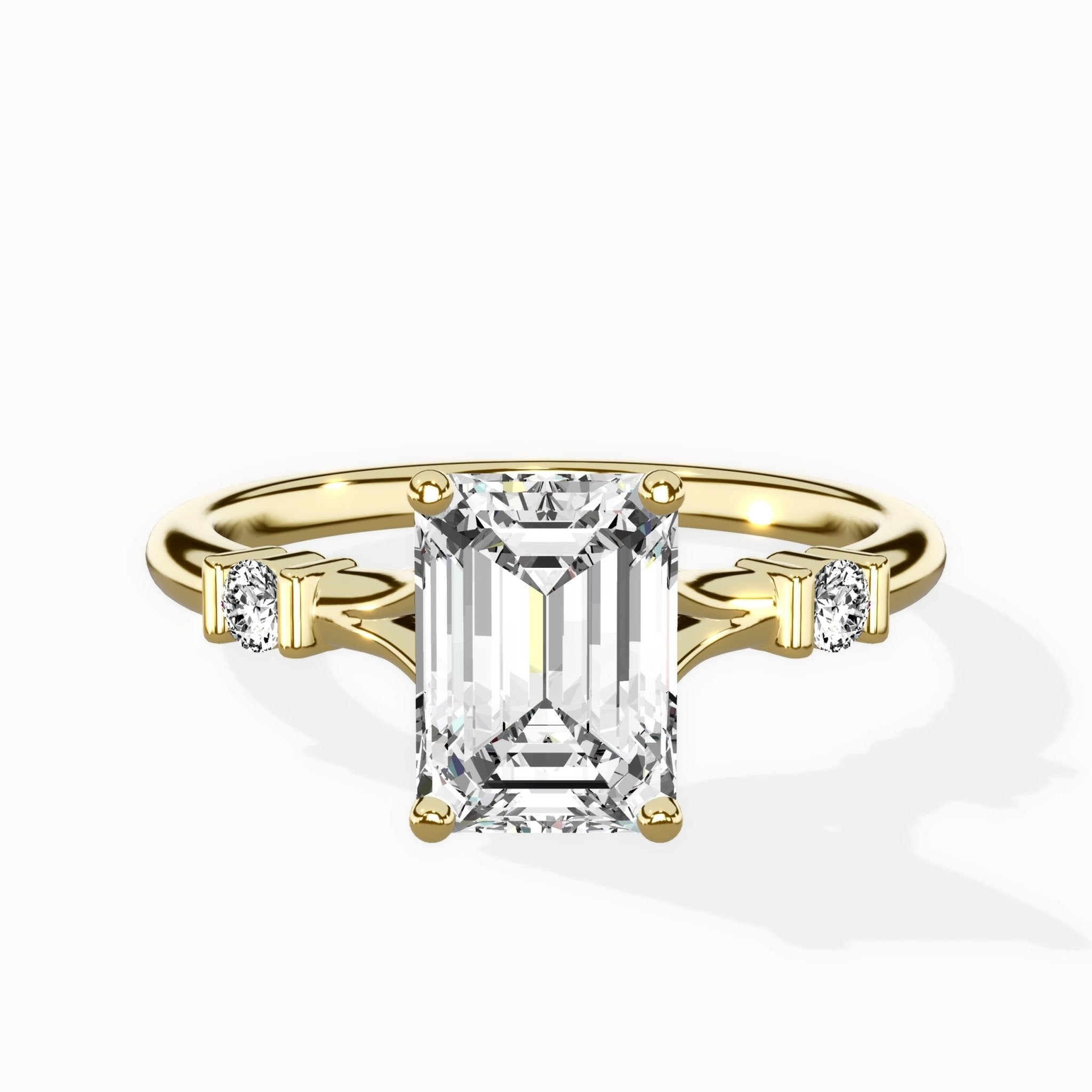 Angled Bypass Pave Solitaire Ring Engagement Ring - The Better Diamonds
