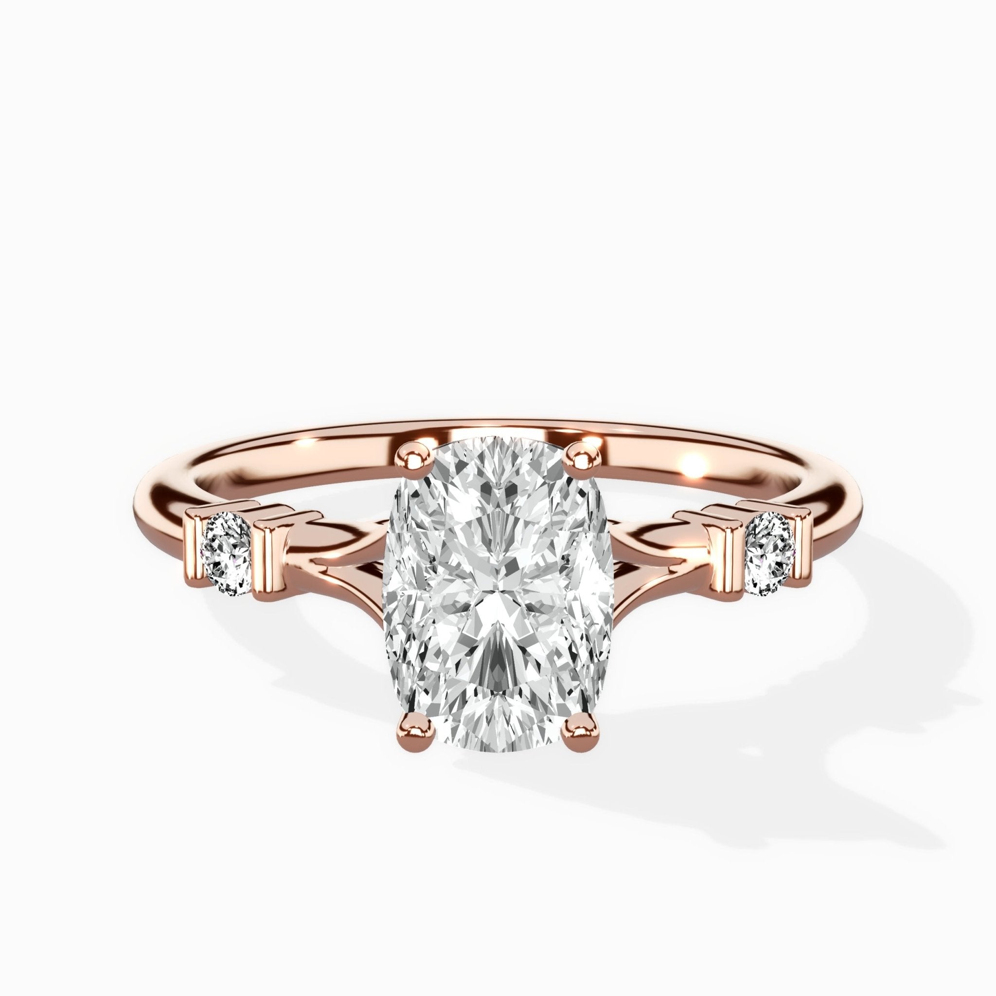 Angled Bypass Pave Solitaire Ring Engagement Ring - The Better Diamonds