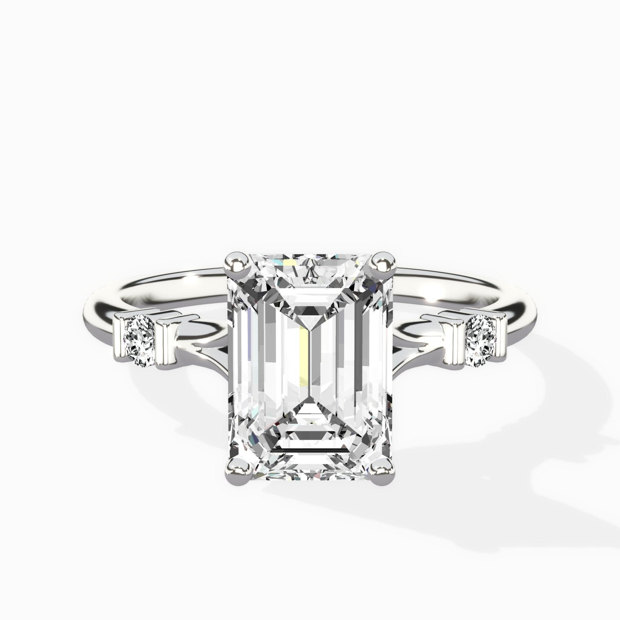 Angled Bypass Pave Solitaire Ring Engagement Ring - The Better Diamonds