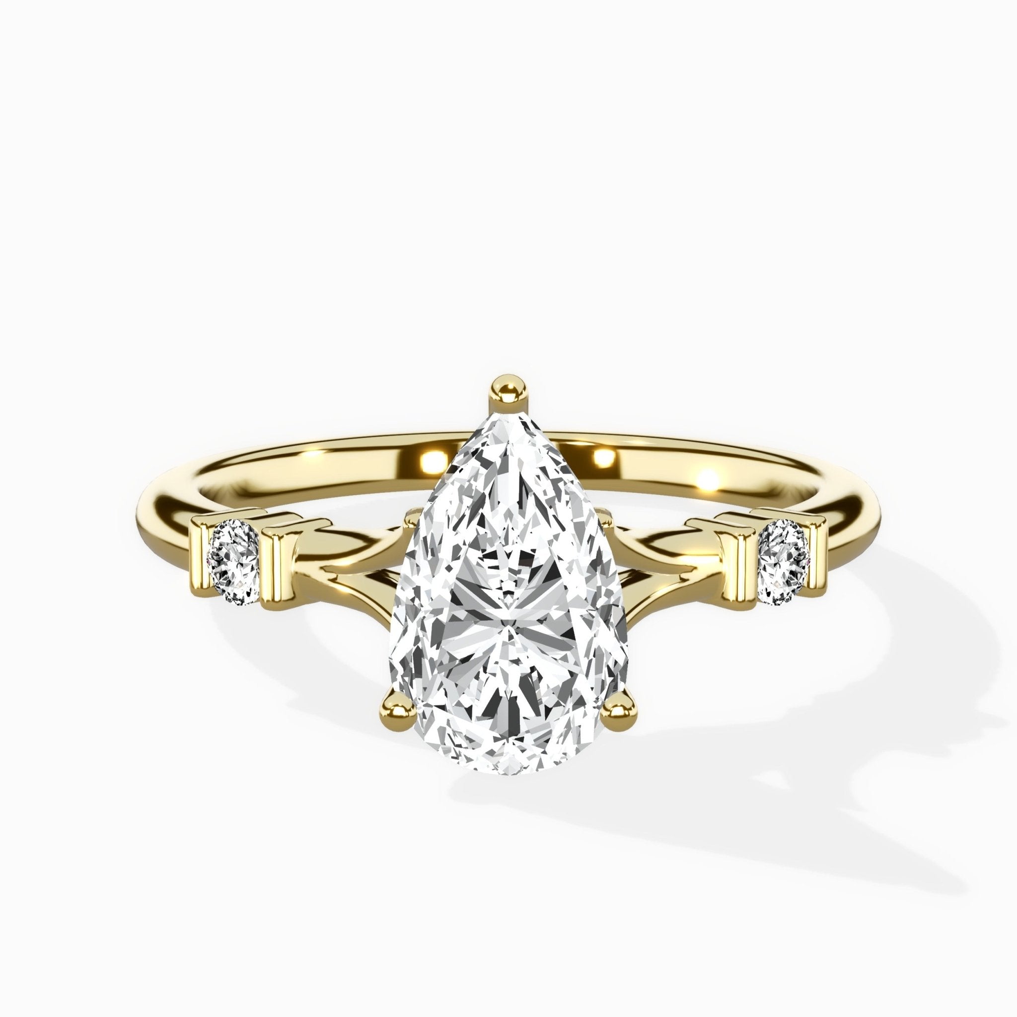 Angled Bypass Pave Solitaire Ring Engagement Ring - The Better Diamonds