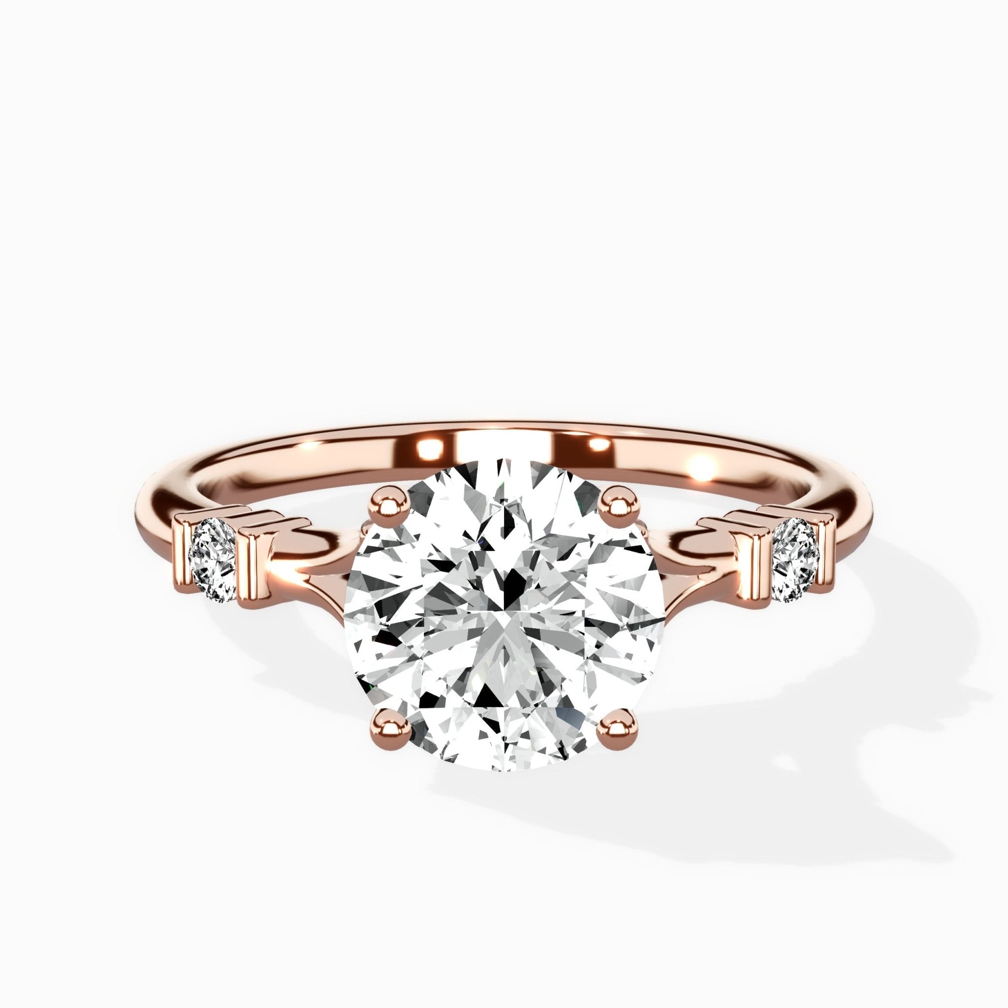 Angled Bypass Pave Solitaire Ring Engagement Ring - The Better Diamonds