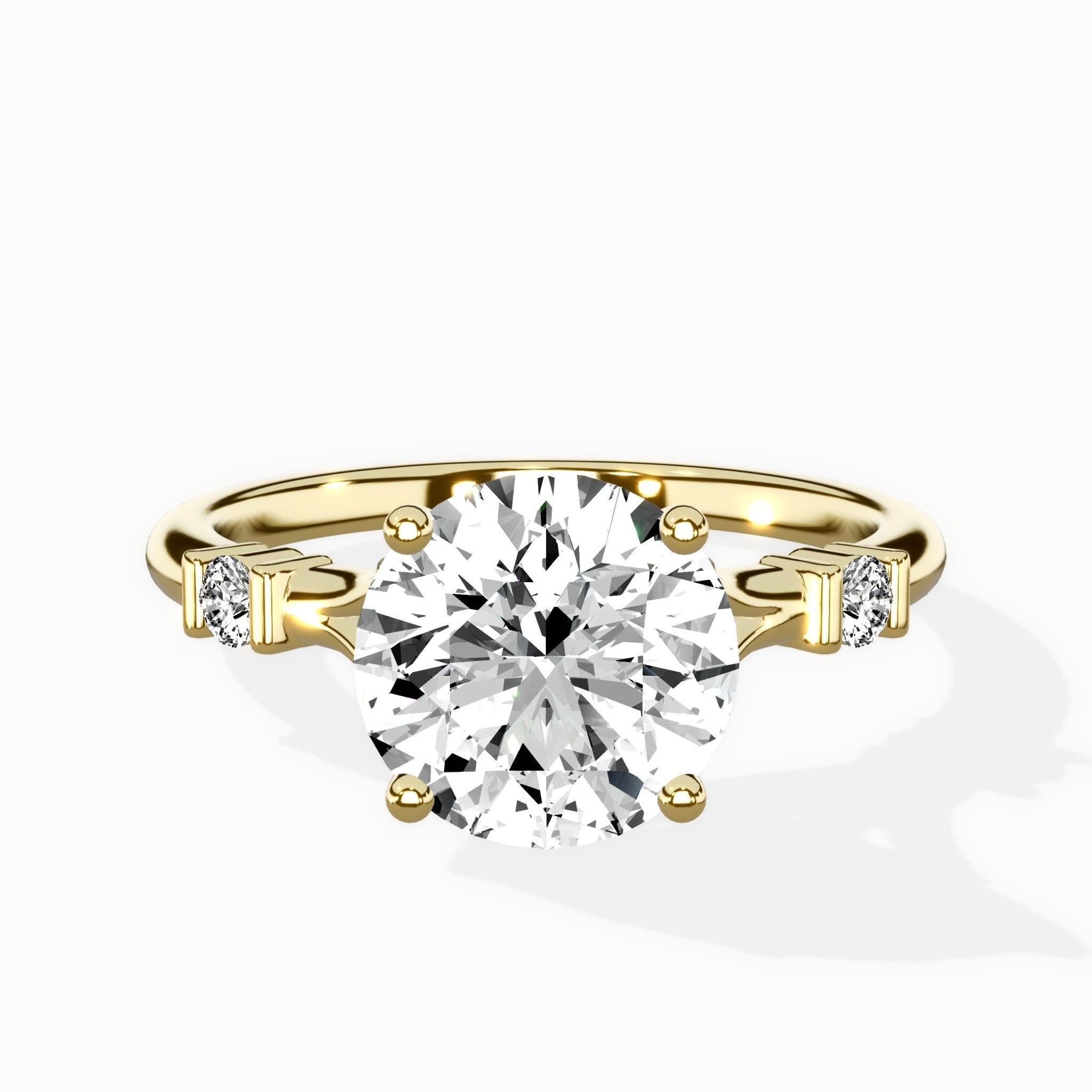 Angled Bypass Pave Solitaire Ring Engagement Ring - The Better Diamonds