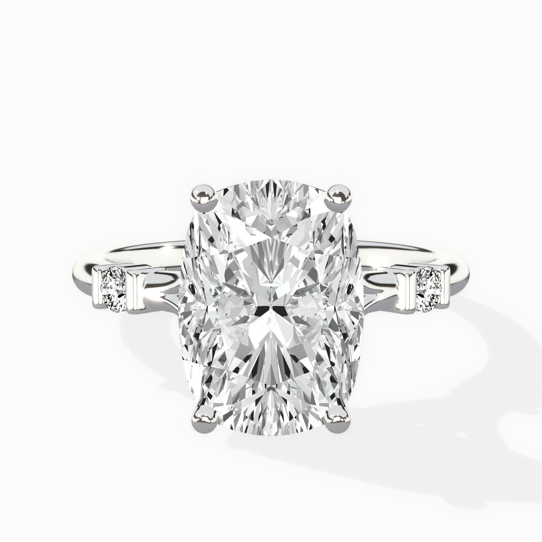 Angled Bypass Pave Solitaire Ring Engagement Ring - The Better Diamonds