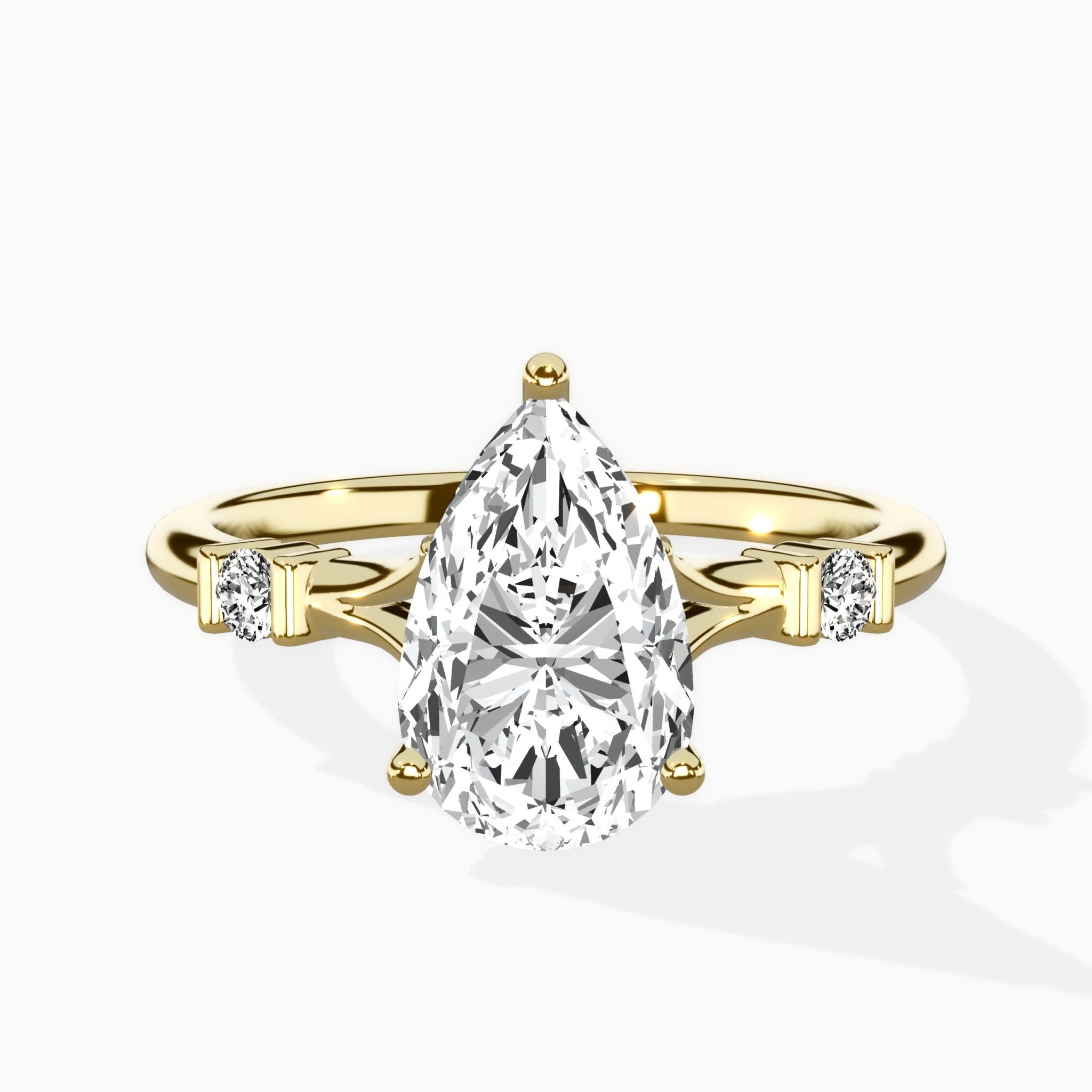 Angled Bypass Pave Solitaire Ring Engagement Ring - The Better Diamonds