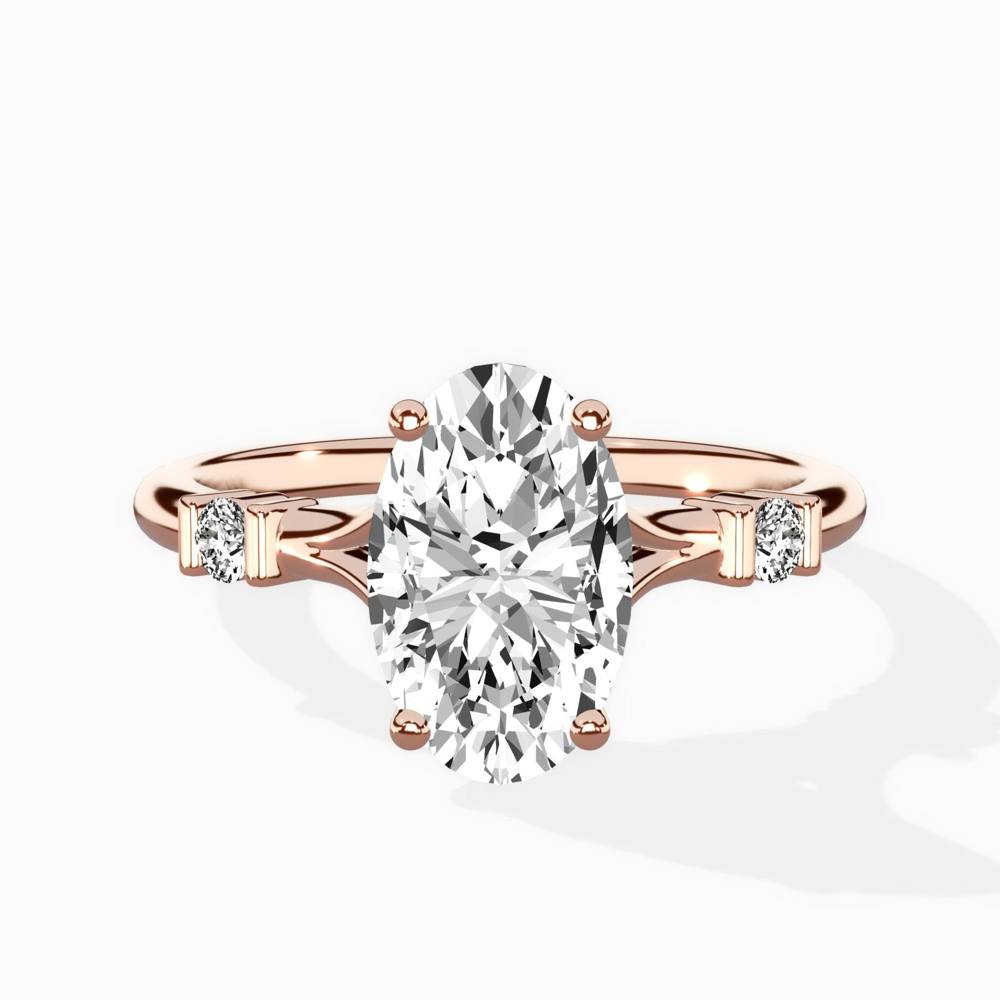 Angled Bypass Pave Solitaire Ring Engagement Ring - The Better Diamonds