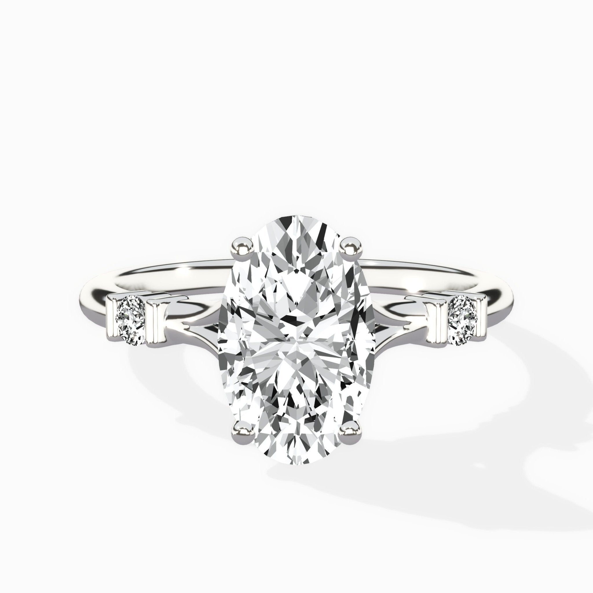 Angled Bypass Pave Solitaire Ring Engagement Ring - The Better Diamonds