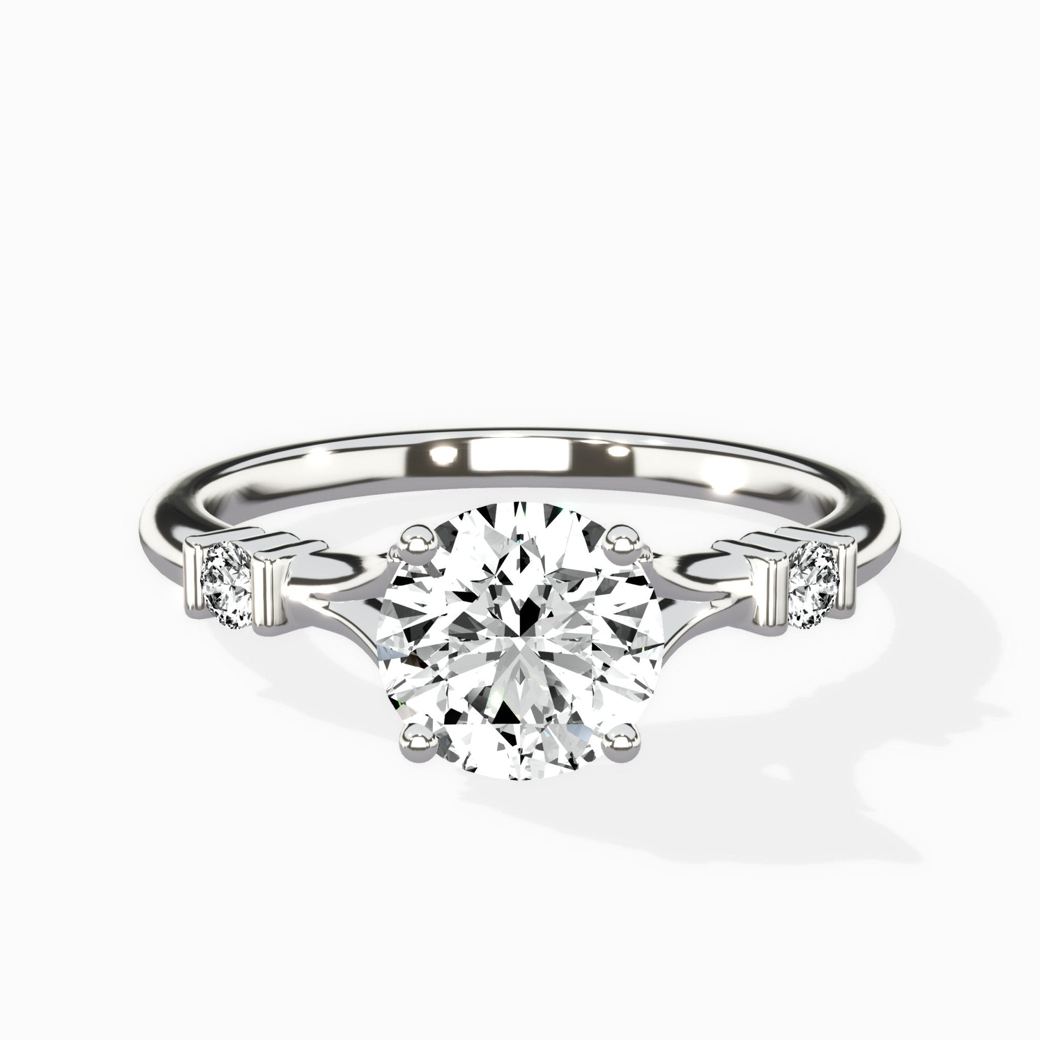 Angled Bypass Pave Solitaire Ring Engagement Ring - The Better Diamonds