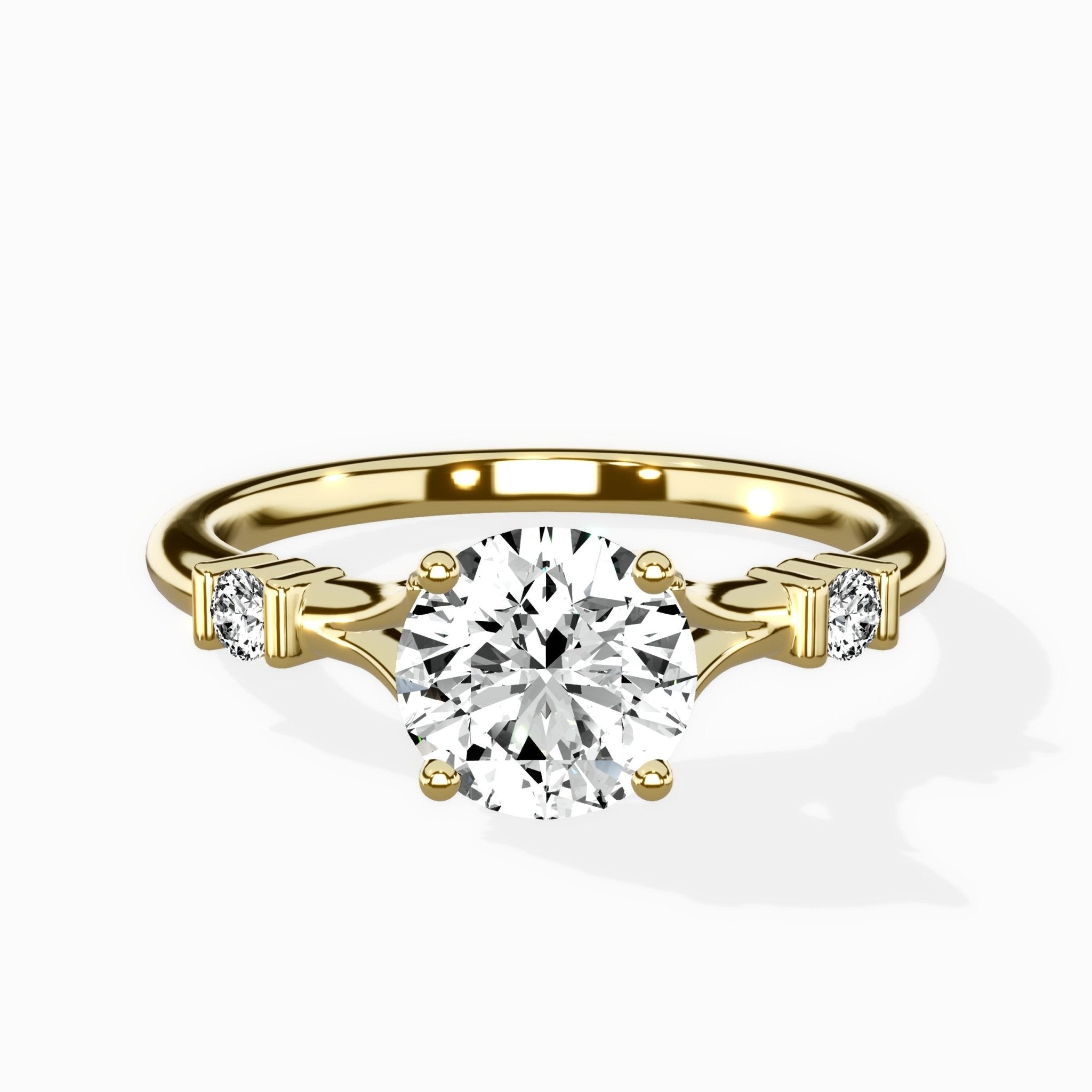 Angled Bypass Pave Solitaire Ring Engagement Ring - The Better Diamonds