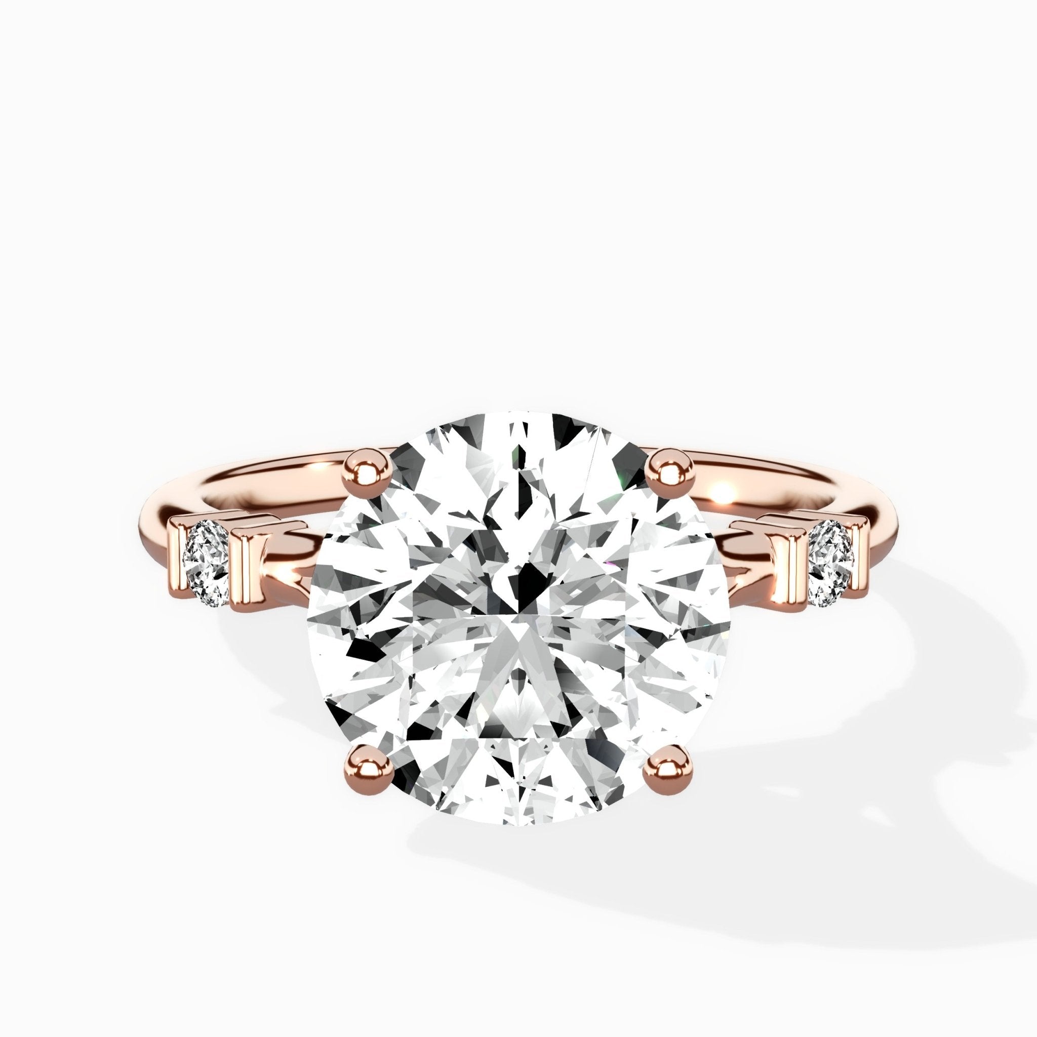 Angled Bypass Pave Solitaire Ring Engagement Ring - The Better Diamonds