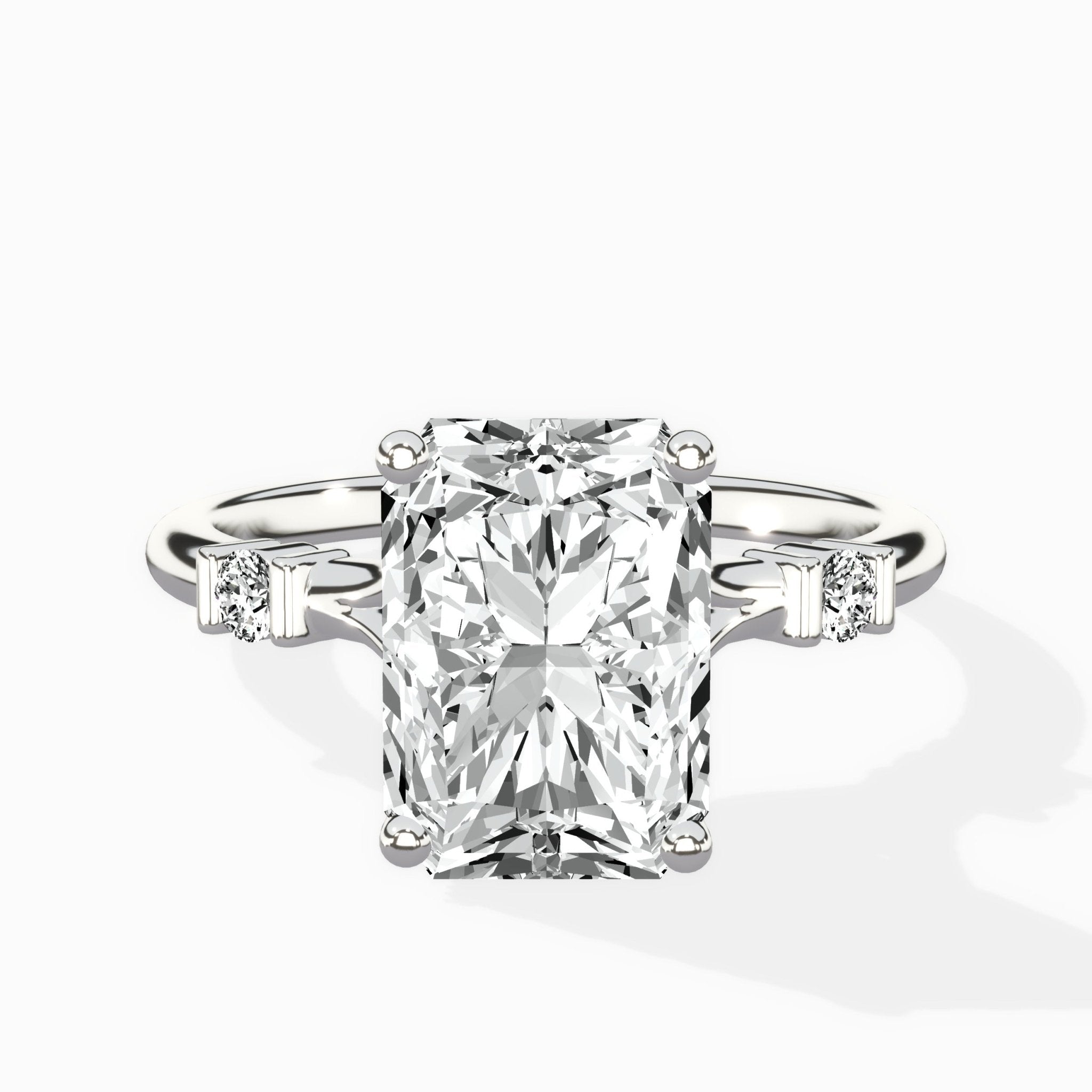 Angled Bypass Pave Solitaire Ring Engagement Ring - The Better Diamonds
