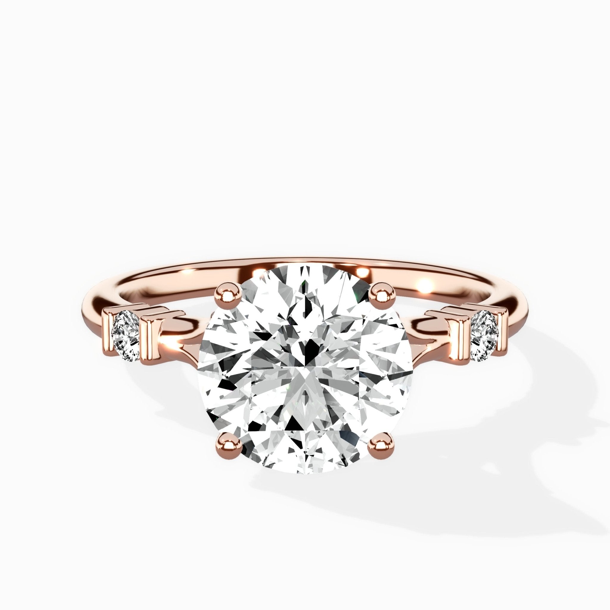 Angled Bypass Pave Solitaire Ring Engagement Ring - The Better Diamonds