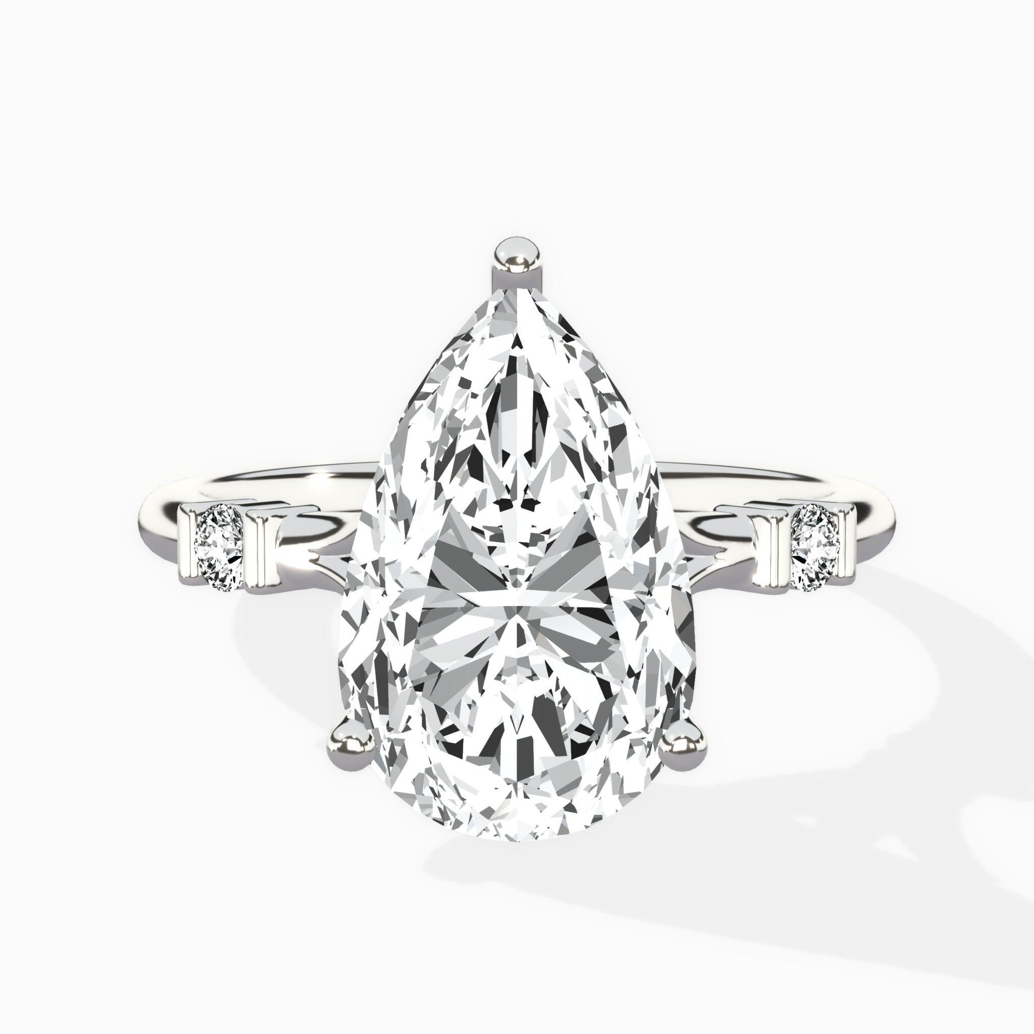 Angled Bypass Pave Solitaire Ring Engagement Ring - The Better Diamonds