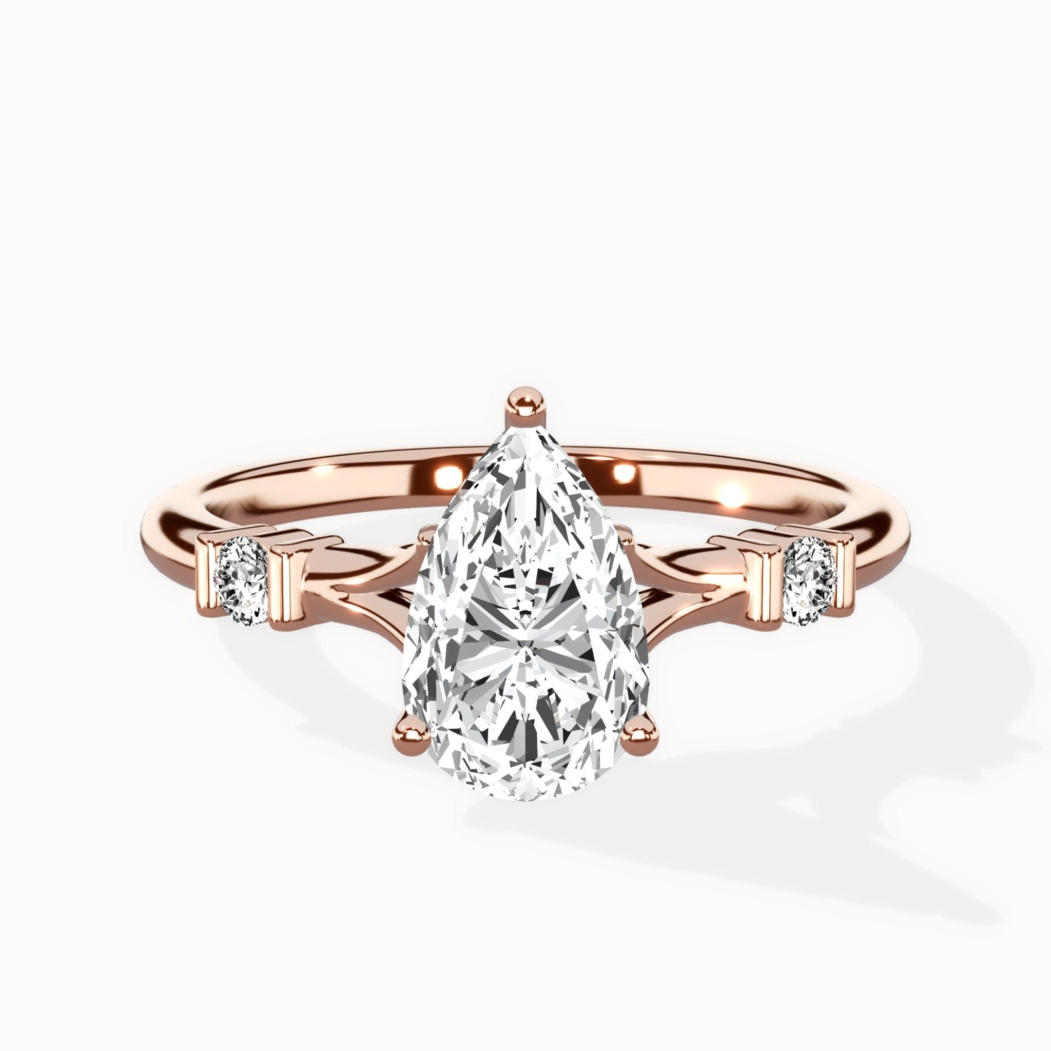 Angled Bypass Pave Solitaire Ring Engagement Ring - The Better Diamonds