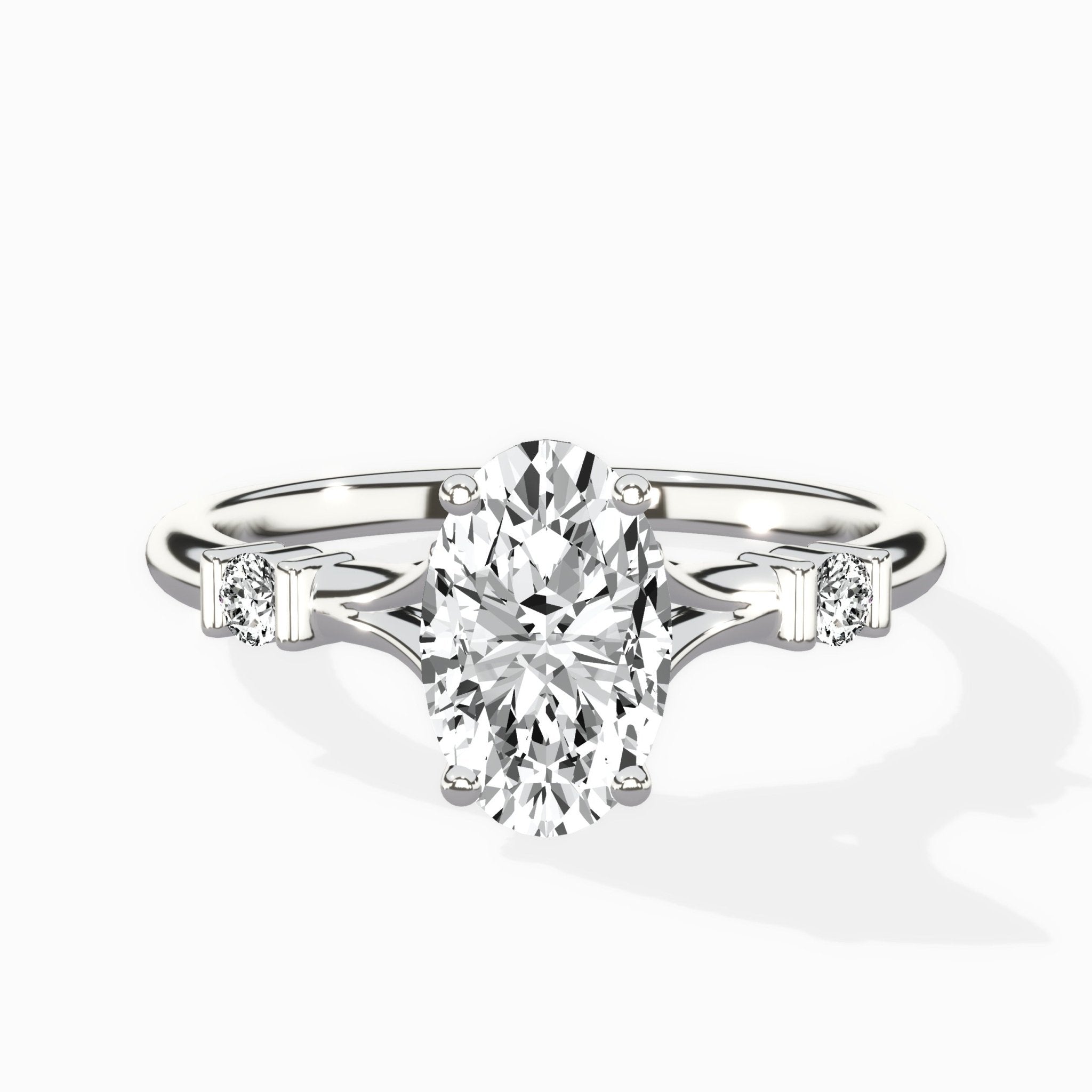 Angled Bypass Pave Solitaire Ring Engagement Ring - The Better Diamonds
