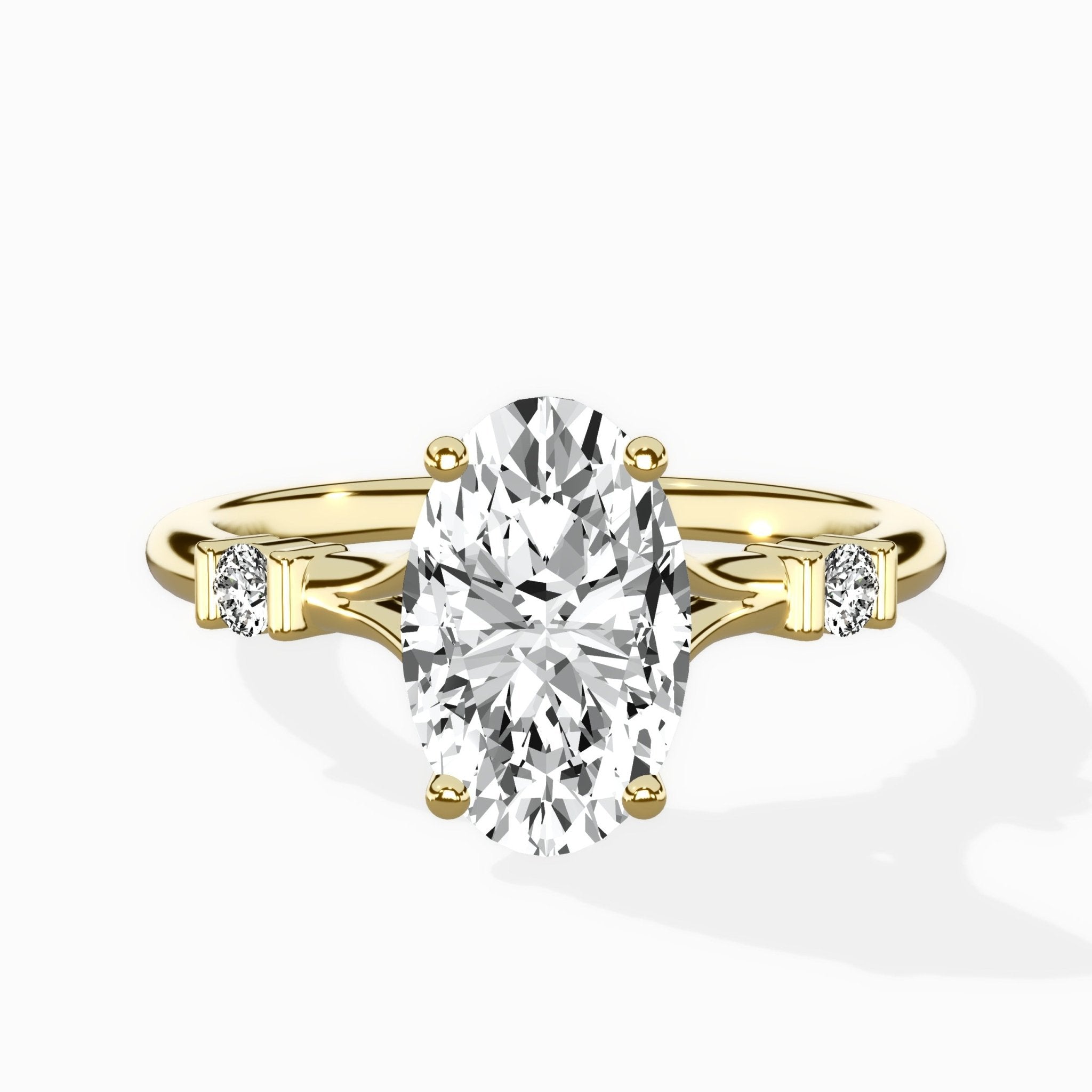 Angled Bypass Pave Solitaire Ring Engagement Ring - The Better Diamonds