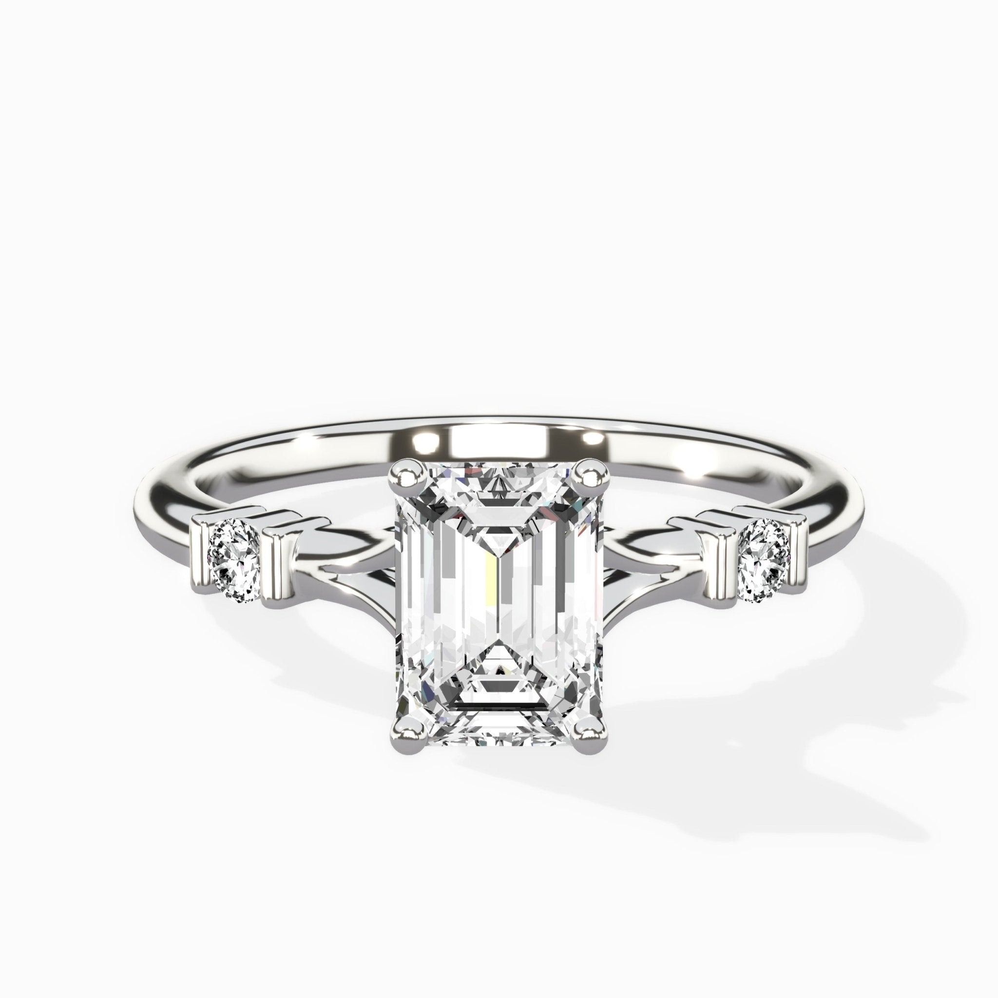 Angled Bypass Pave Solitaire Ring Engagement Ring - The Better Diamonds
