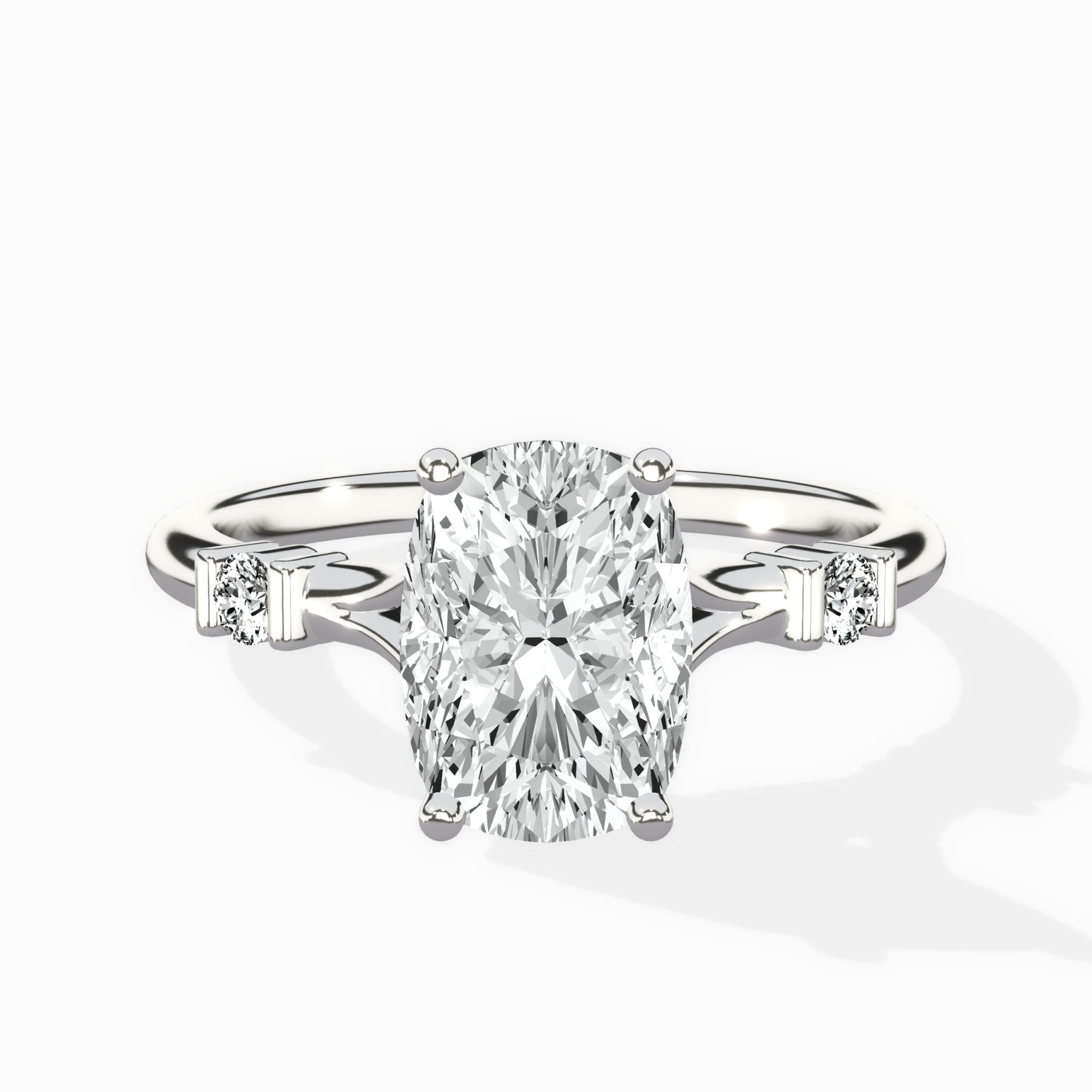Angled Bypass Pave Solitaire Ring Engagement Ring - The Better Diamonds