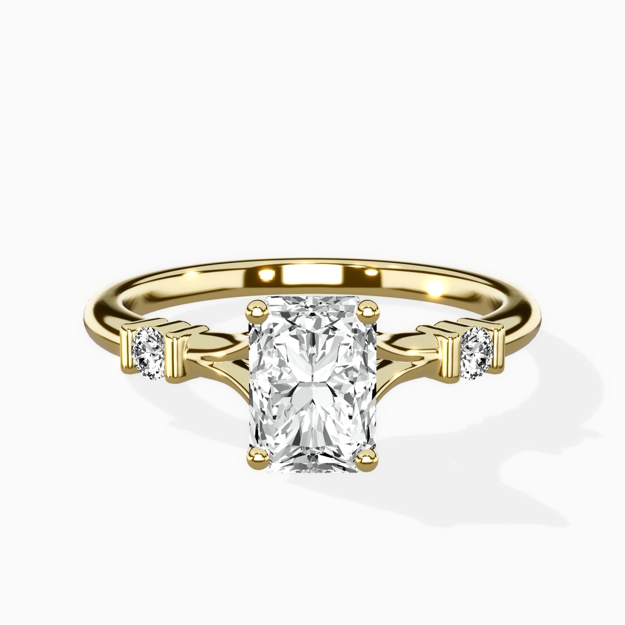 Angled Bypass Pave Solitaire Ring Engagement Ring - The Better Diamonds