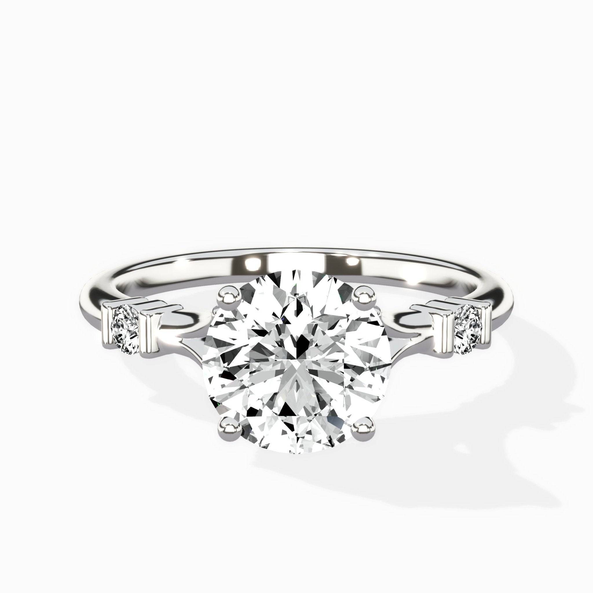 Angled Bypass Pave Solitaire Ring Engagement Ring - The Better Diamonds