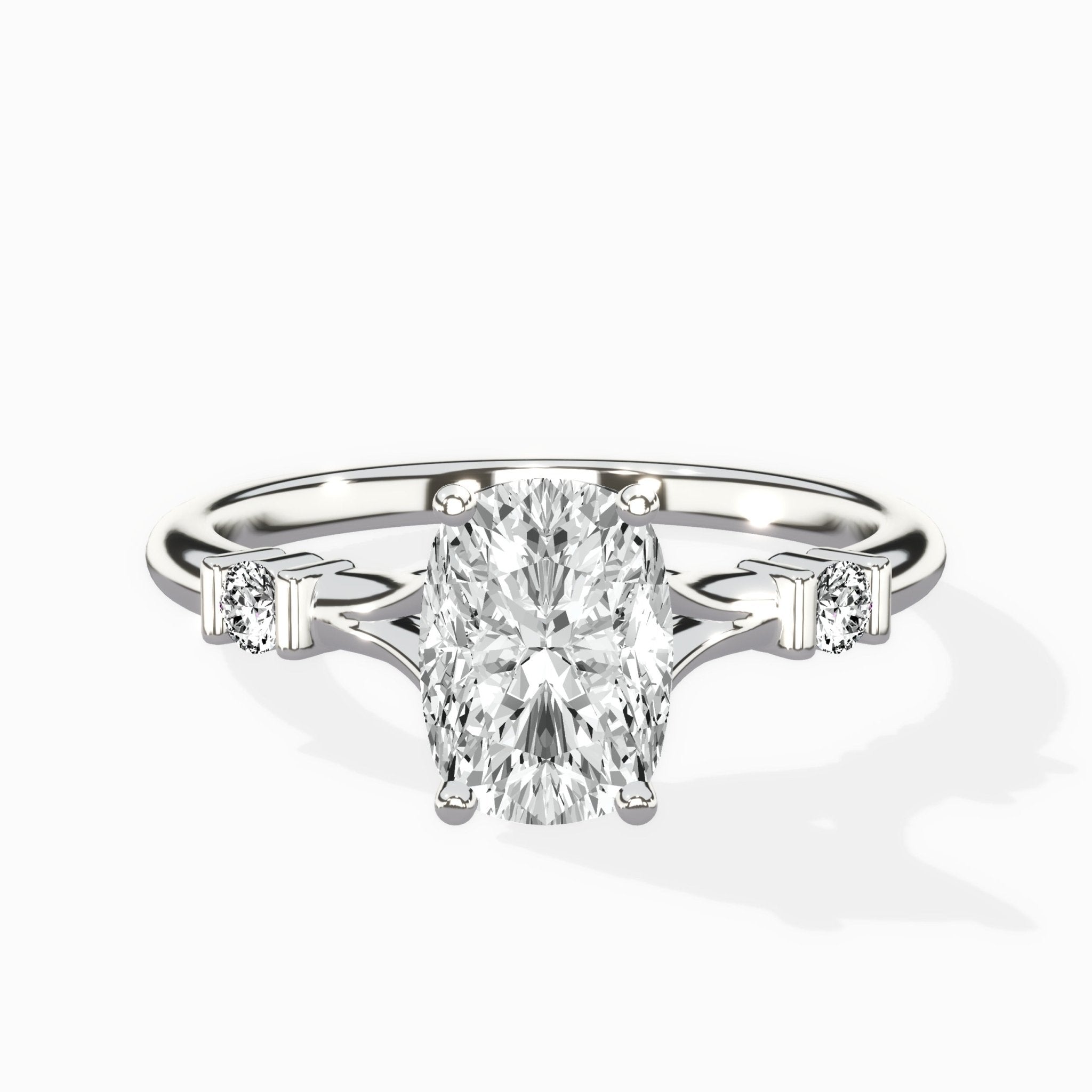 Angled Bypass Pave Solitaire Ring Engagement Ring - The Better Diamonds