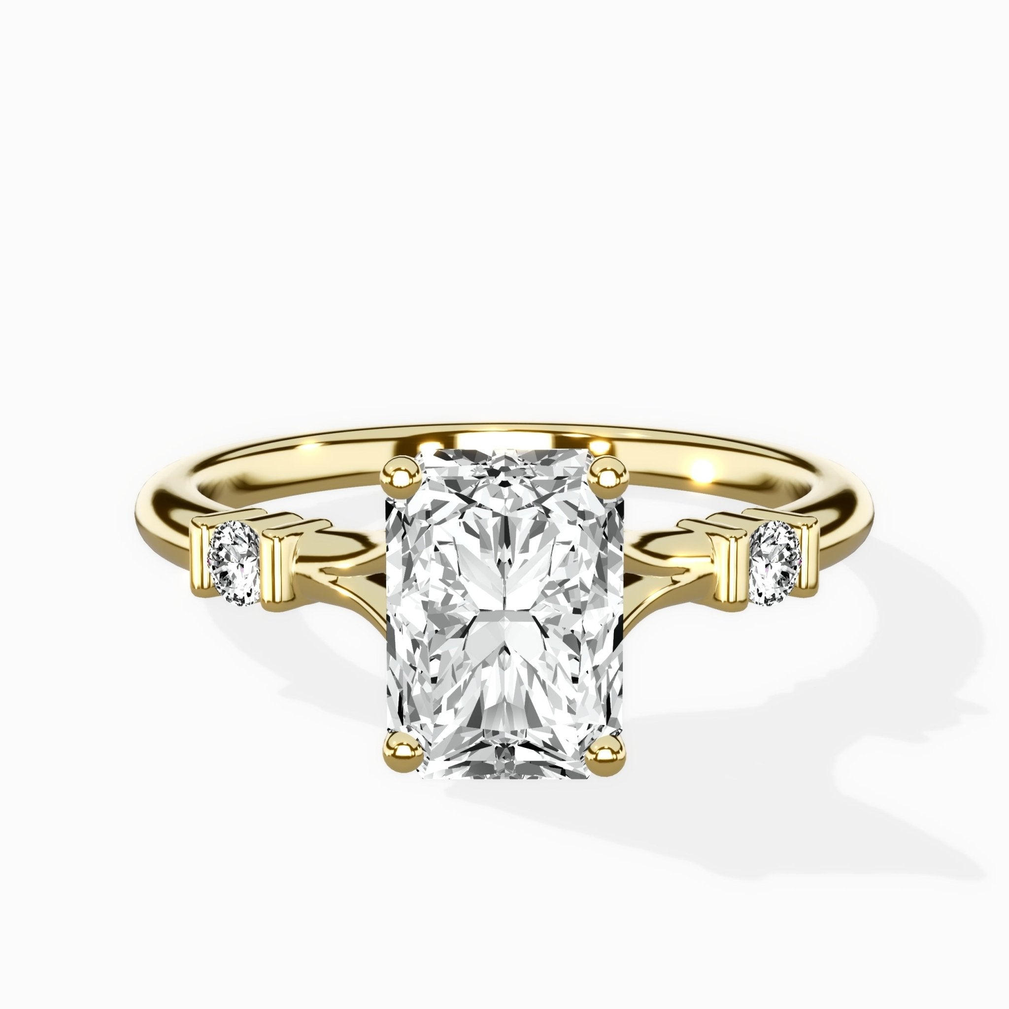 Angled Bypass Pave Solitaire Ring Engagement Ring - The Better Diamonds