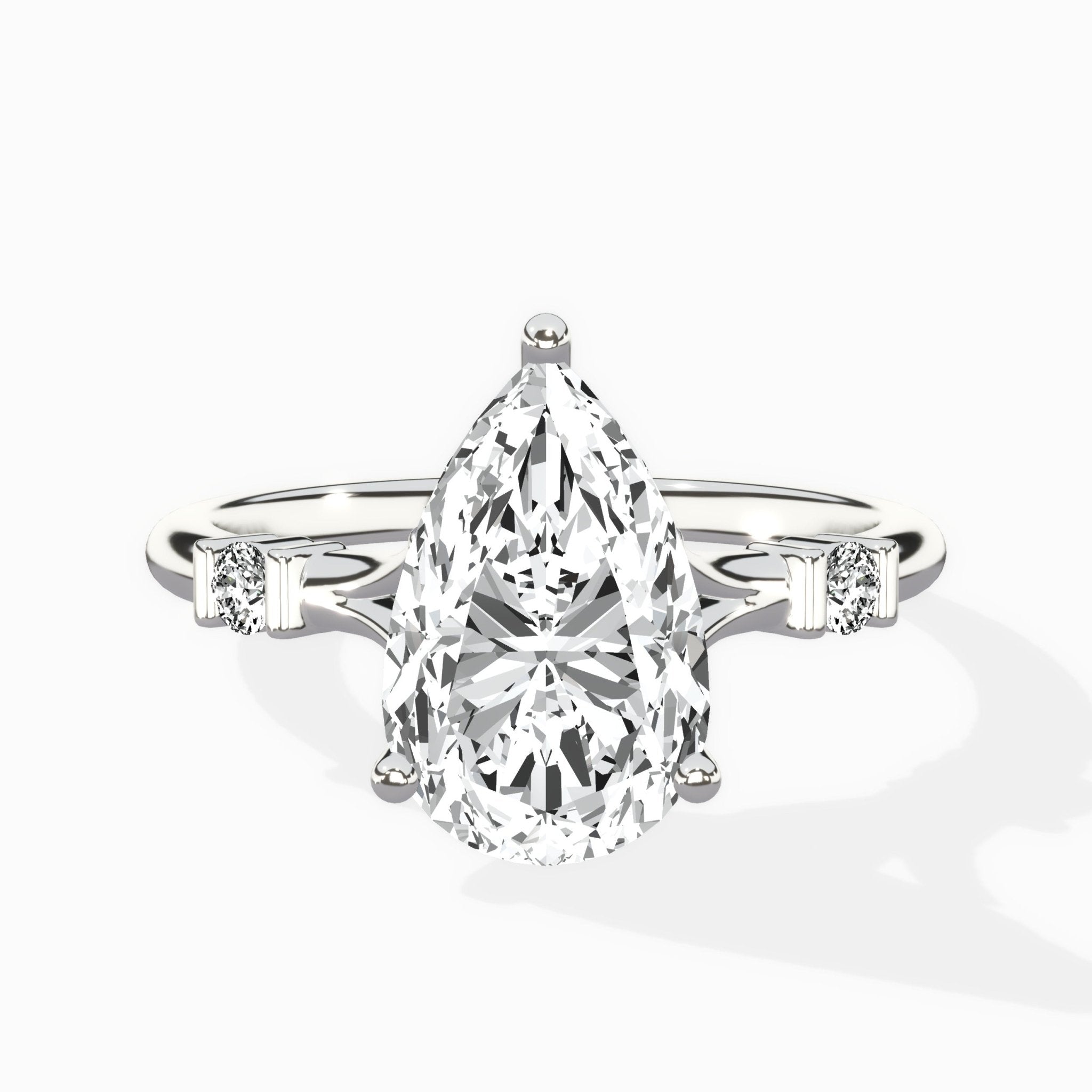 Angled Bypass Pave Solitaire Ring Engagement Ring - The Better Diamonds