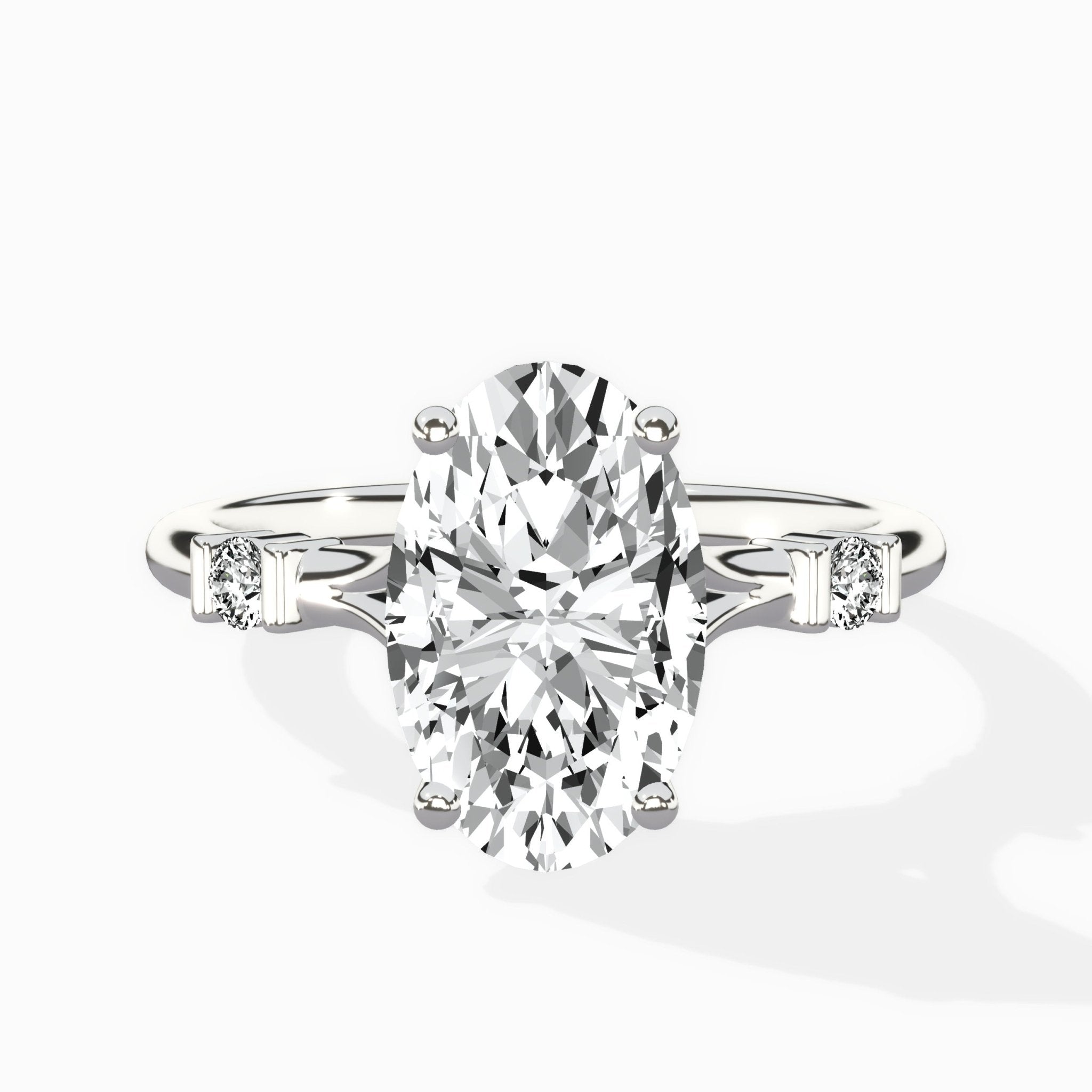 Angled Bypass Pave Solitaire Ring Engagement Ring - The Better Diamonds