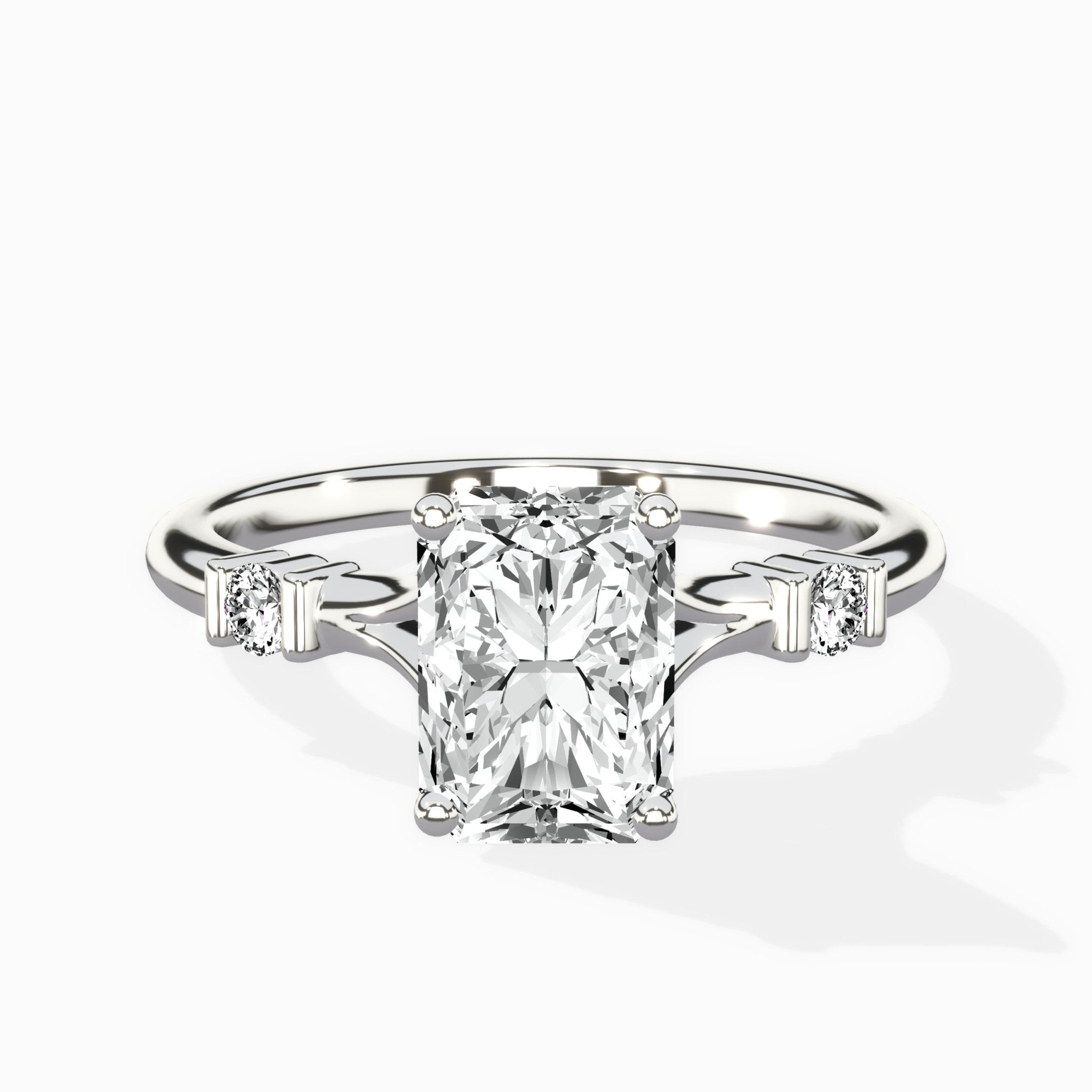 Angled Bypass Pave Solitaire Ring Engagement Ring - The Better Diamonds