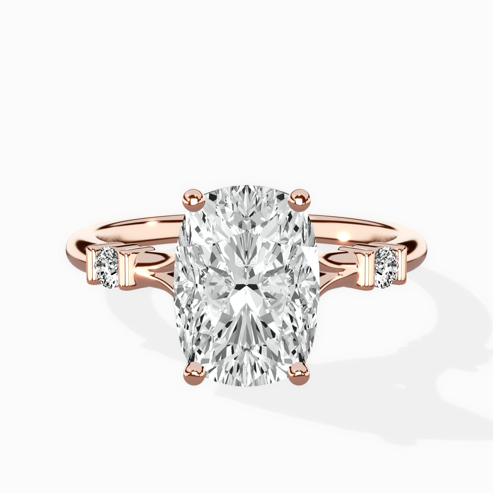 Angled Bypass Pave Solitaire Ring Engagement Ring - The Better Diamonds