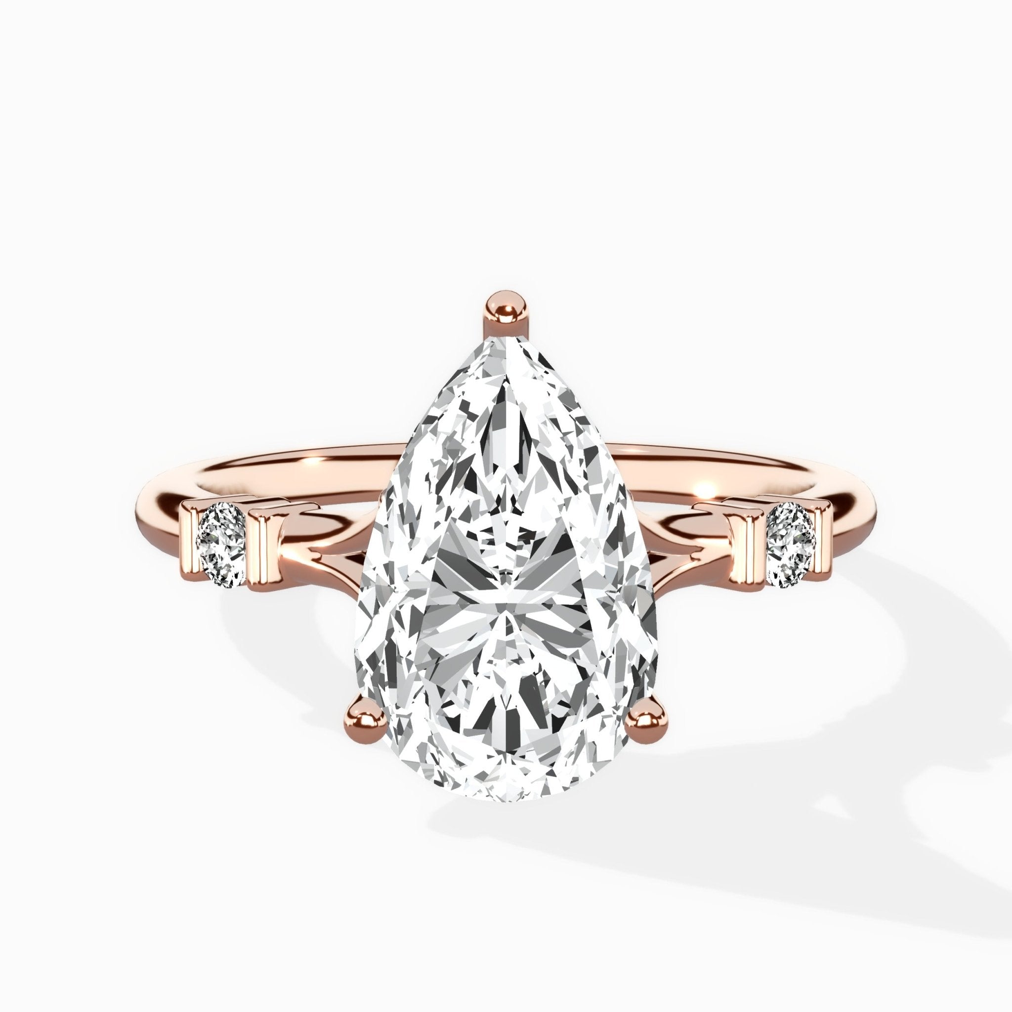 Angled Bypass Pave Solitaire Ring Engagement Ring - The Better Diamonds