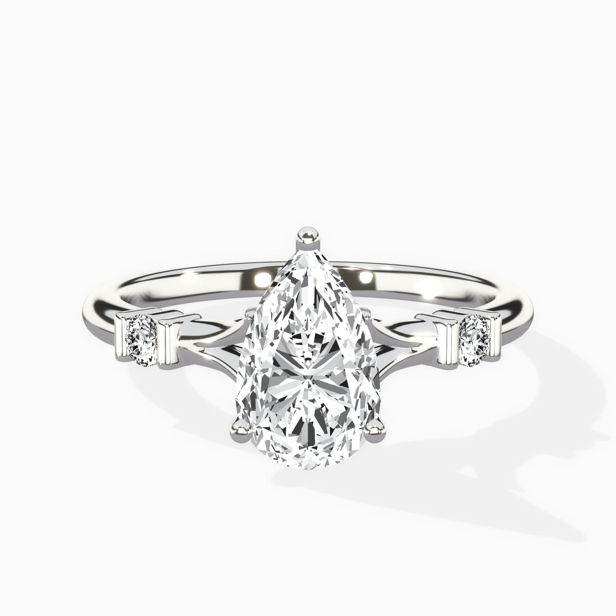 Angled Bypass Pave Solitaire Ring Engagement Ring - The Better Diamonds