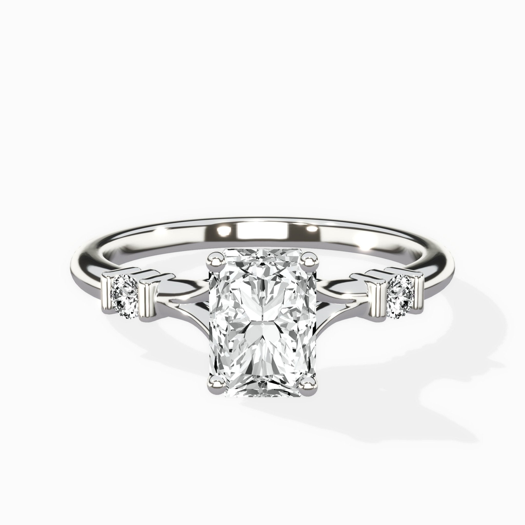 Angled Bypass Pave Solitaire Ring Engagement Ring - The Better Diamonds