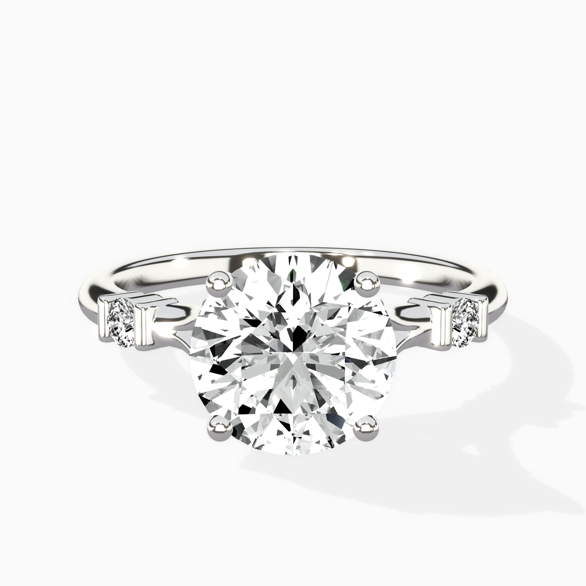 Angled Bypass Pave Solitaire Ring Engagement Ring - The Better Diamonds
