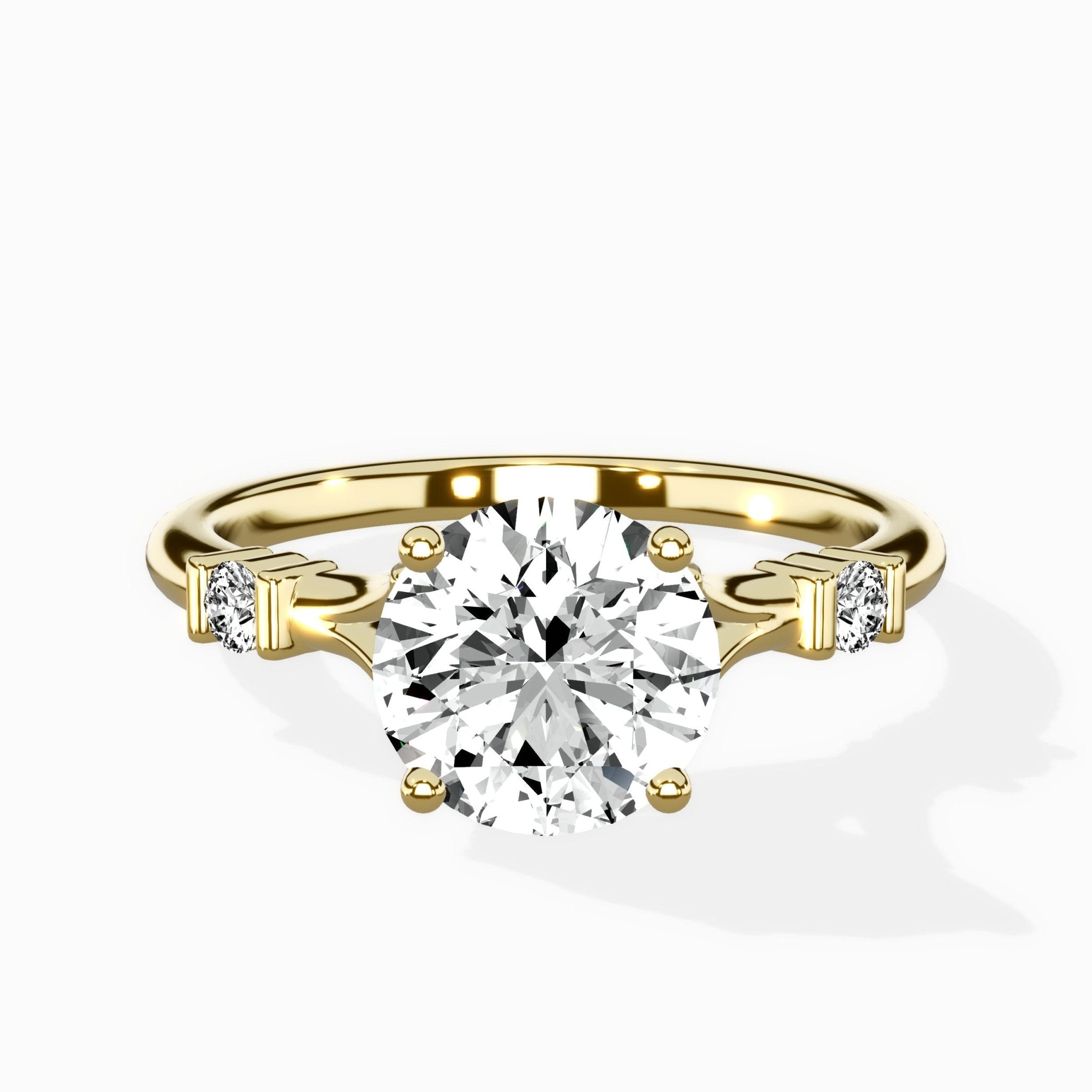 Angled Bypass Pave Solitaire Ring Engagement Ring - The Better Diamonds