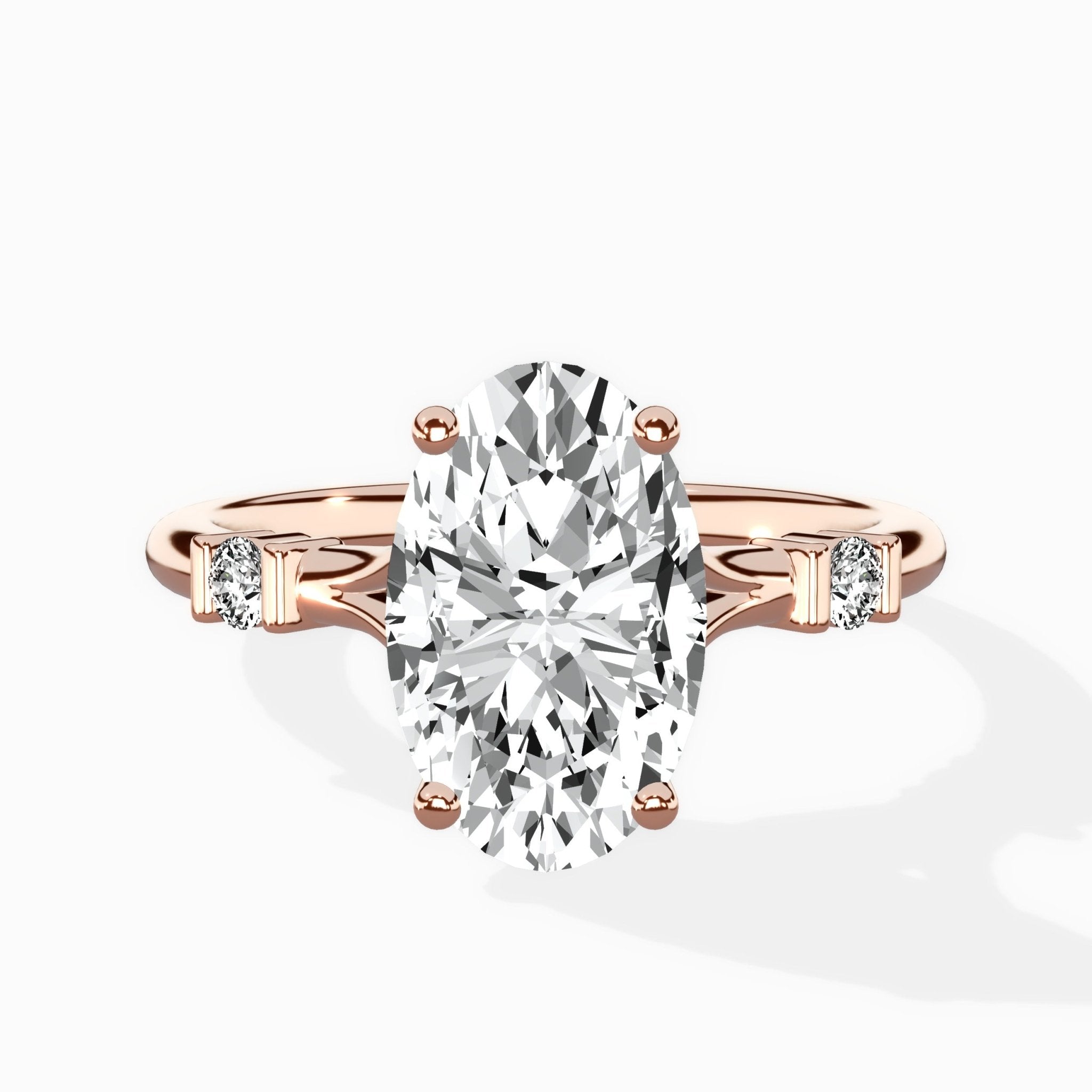 Angled Bypass Pave Solitaire Ring Engagement Ring - The Better Diamonds