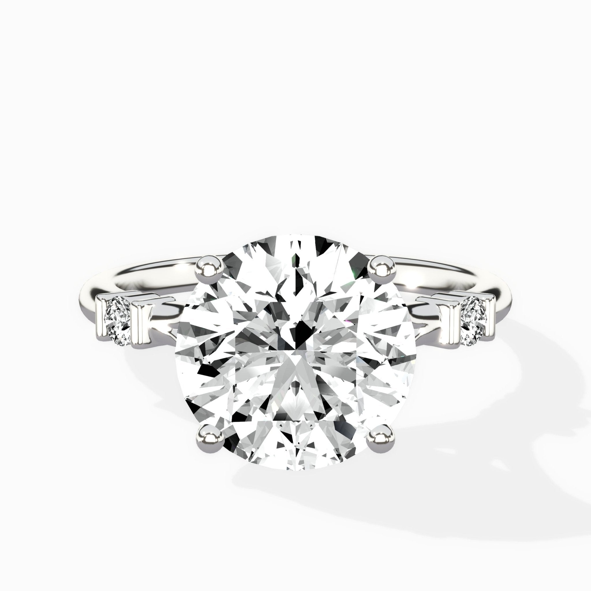 Angled Bypass Pave Solitaire Ring Engagement Ring - The Better Diamonds