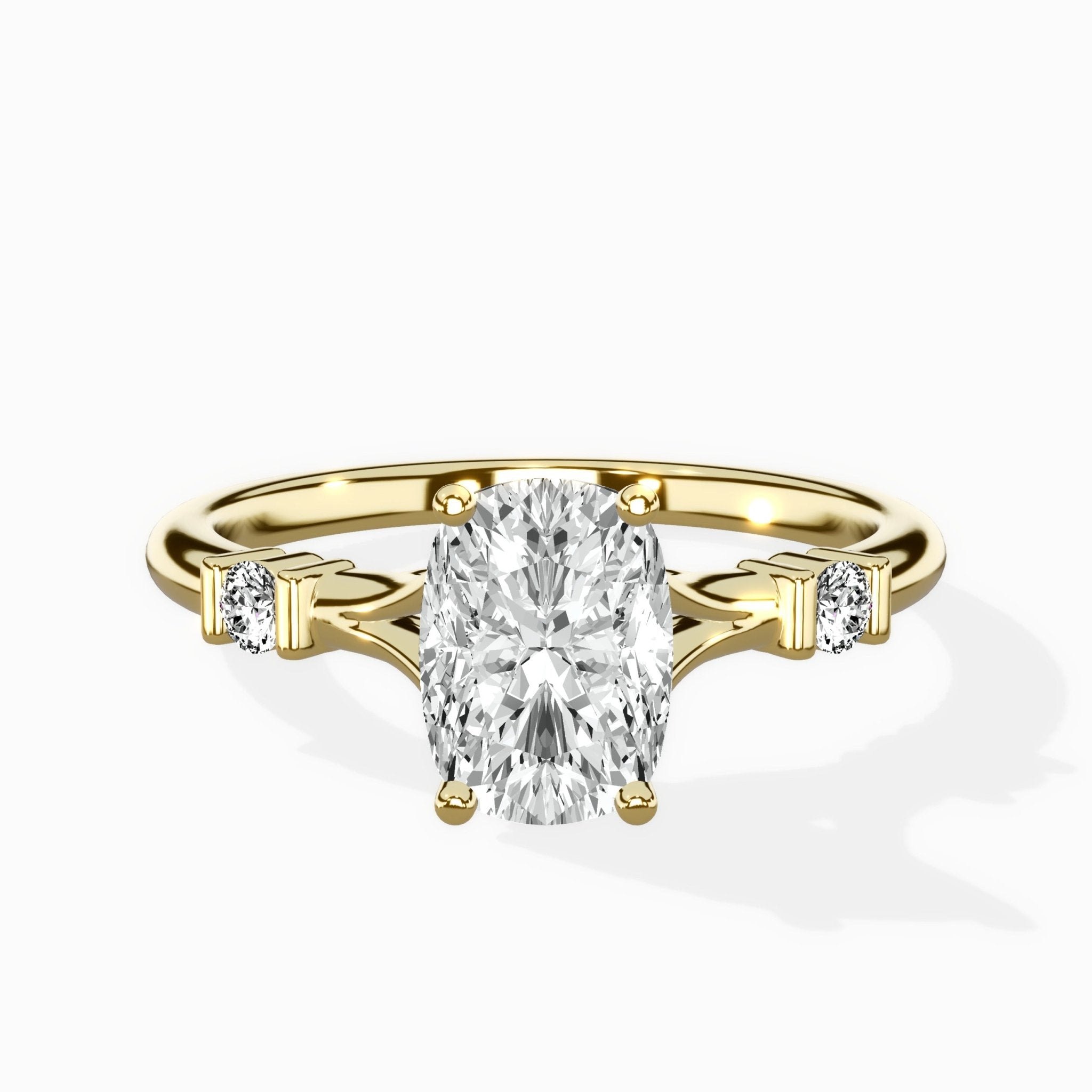 Angled Bypass Pave Solitaire Ring Engagement Ring - The Better Diamonds