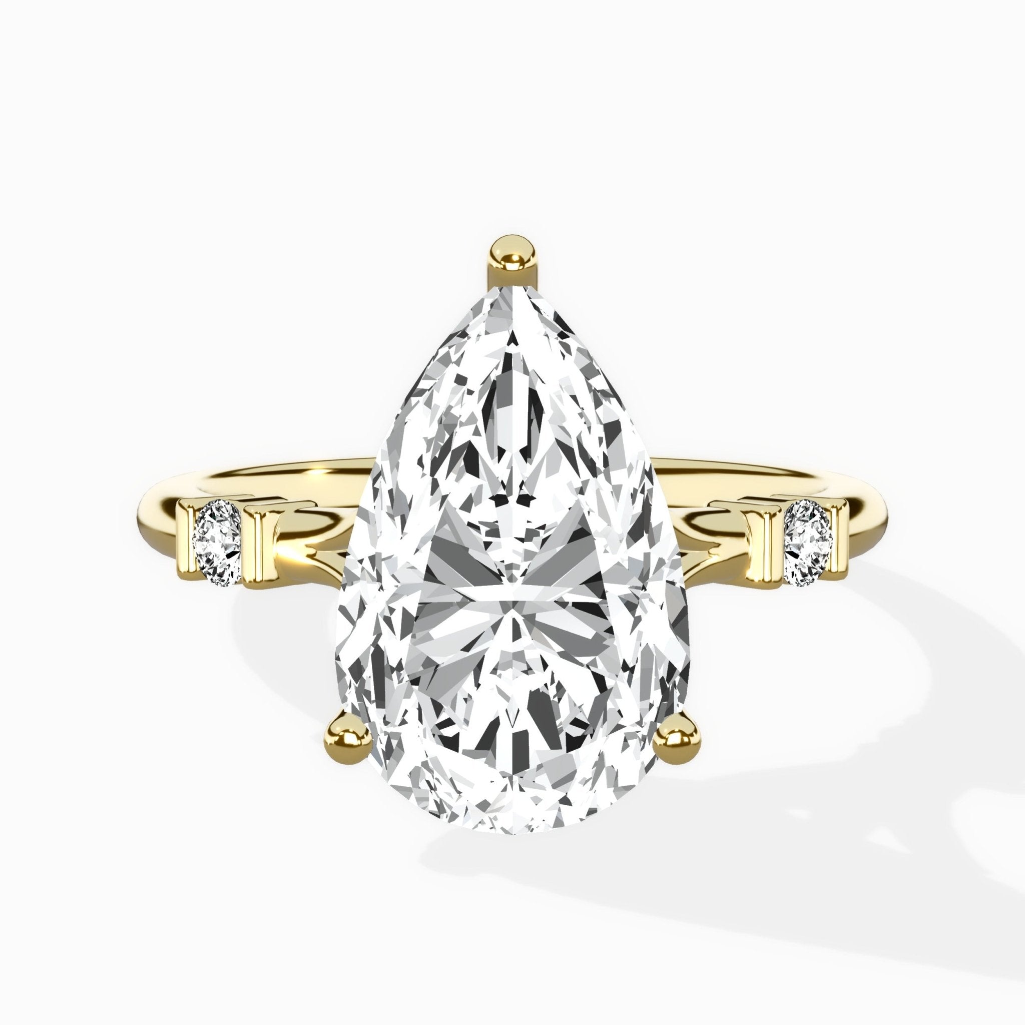 Angled Bypass Pave Solitaire Ring Engagement Ring - The Better Diamonds