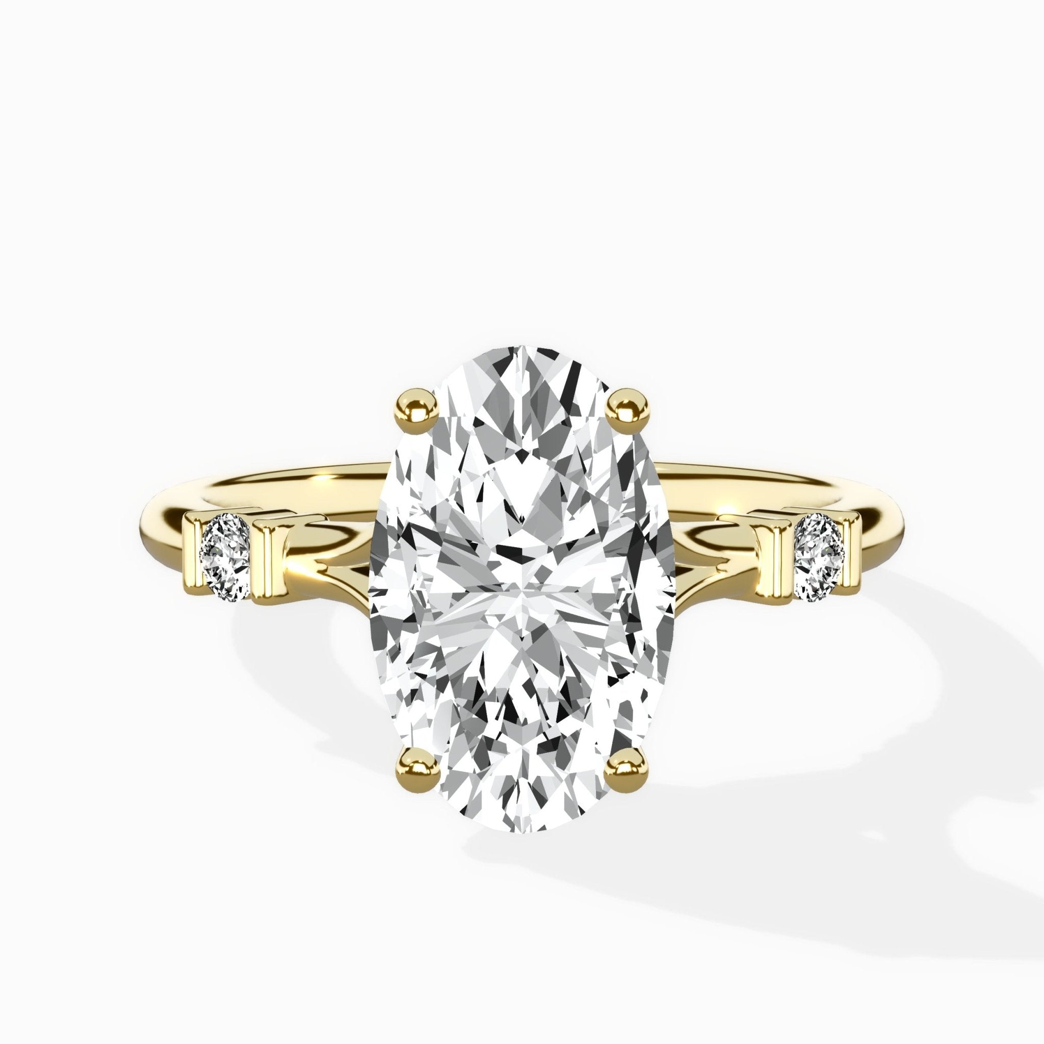 Angled Bypass Pave Solitaire Ring Engagement Ring - The Better Diamonds