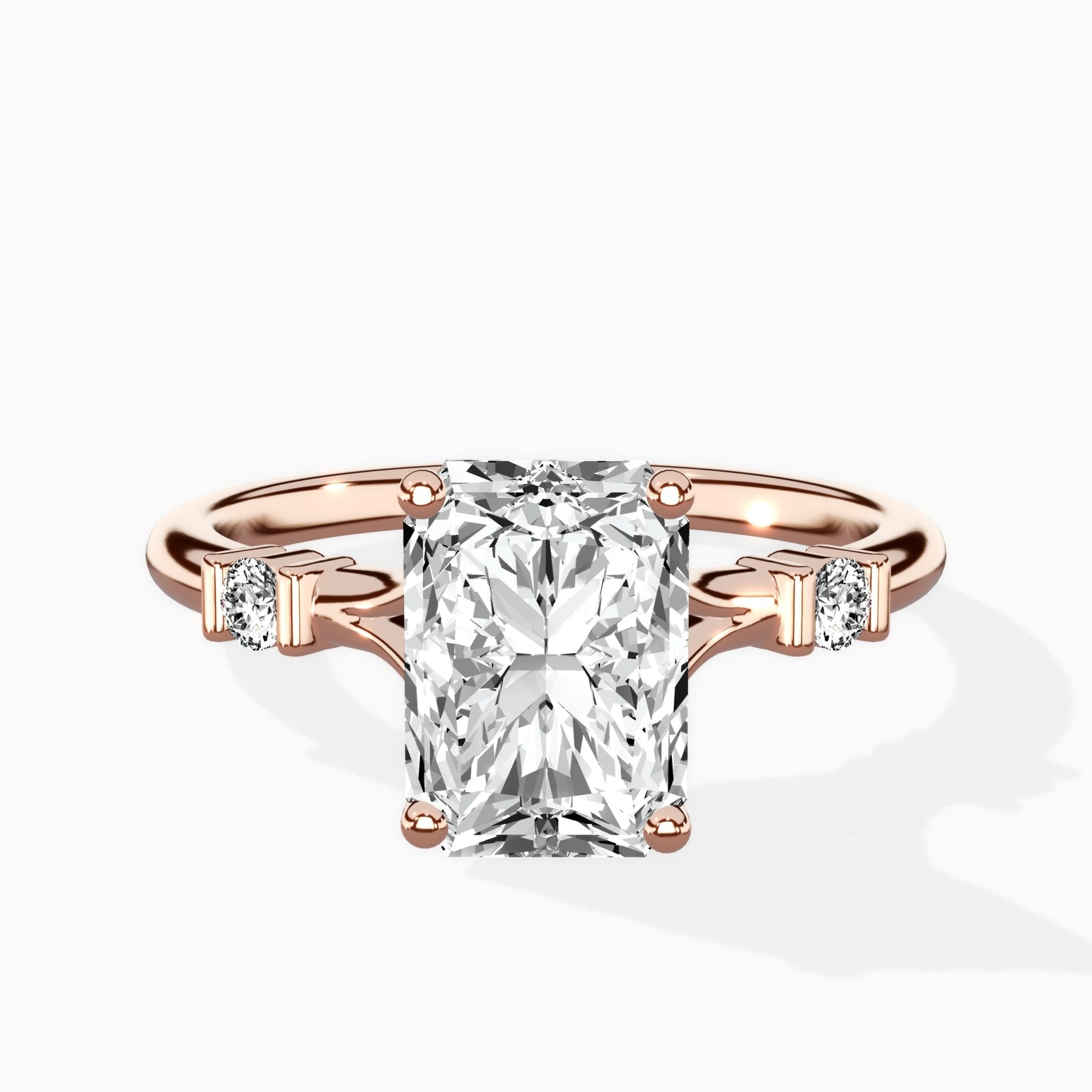 Angled Bypass Pave Solitaire Ring Engagement Ring - The Better Diamonds